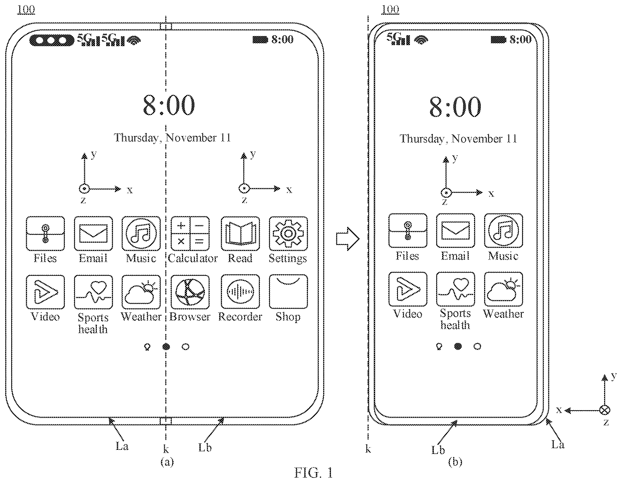 Patent US12345523 Figure 1 – Method for determining foldable screen included angle and associated devices of method