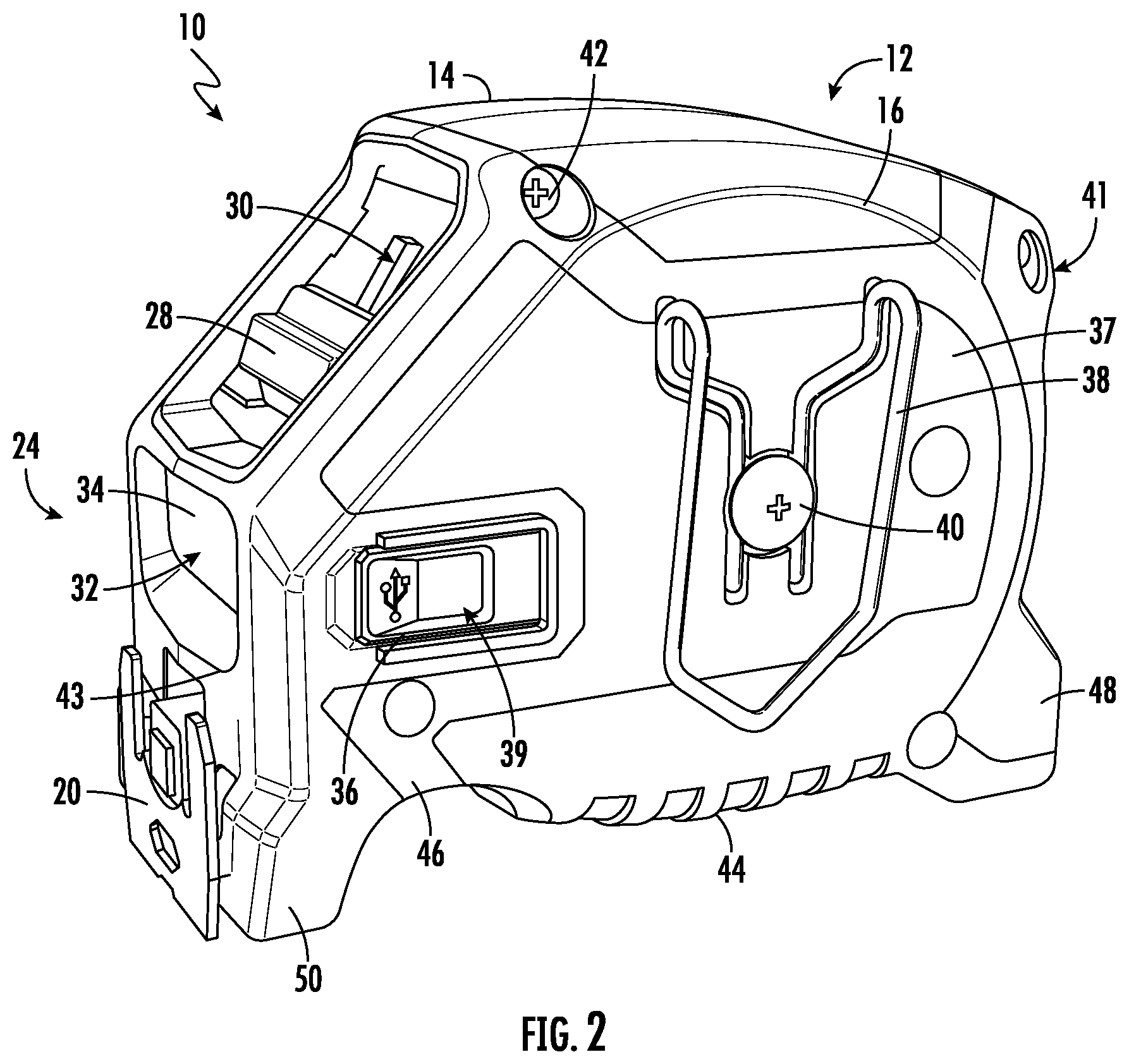 Patent US12345525 Figure 2 – Tape measure with light