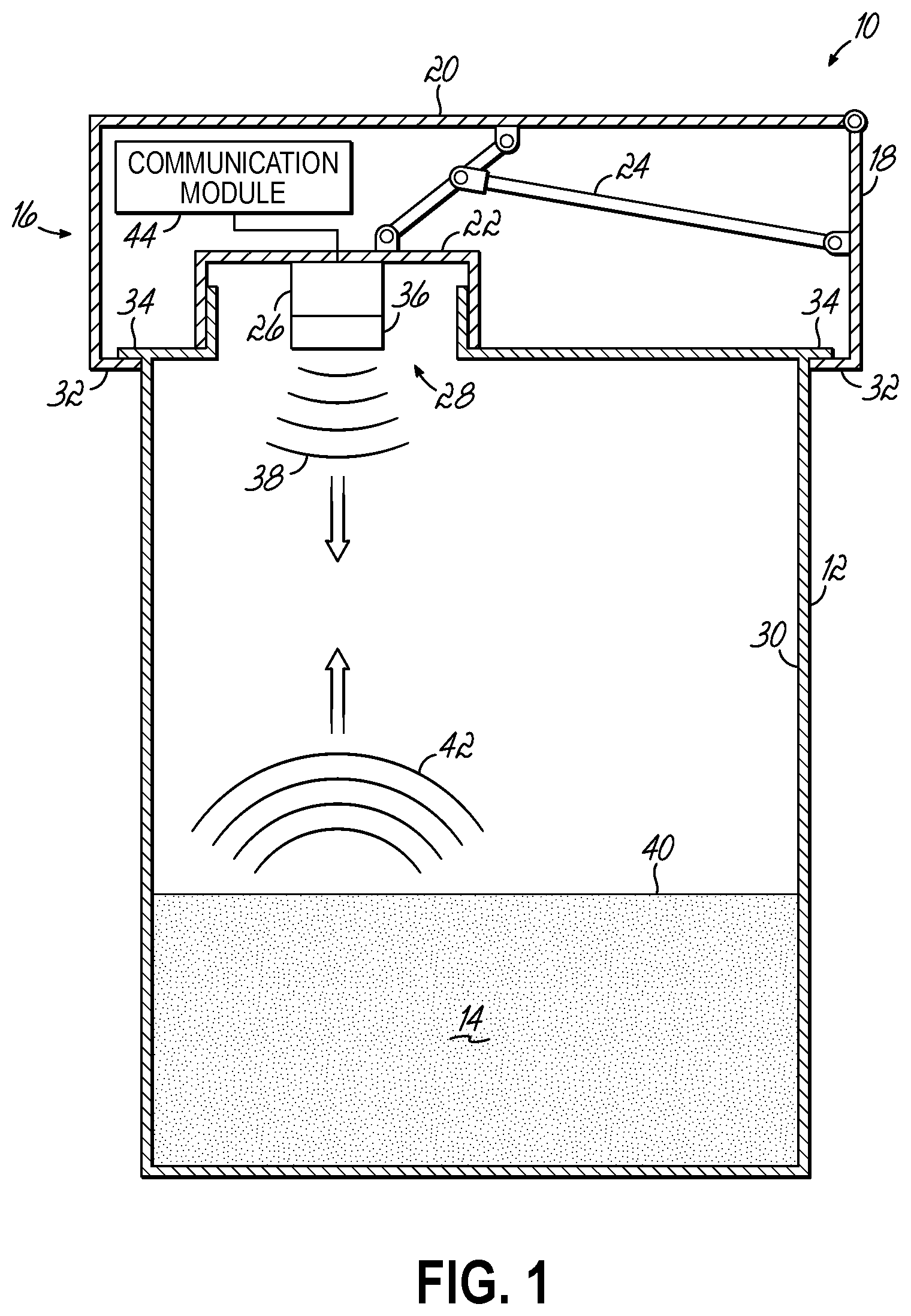 Patent US12345558 — Product reservoir including intelligent level sensor — Figure 1