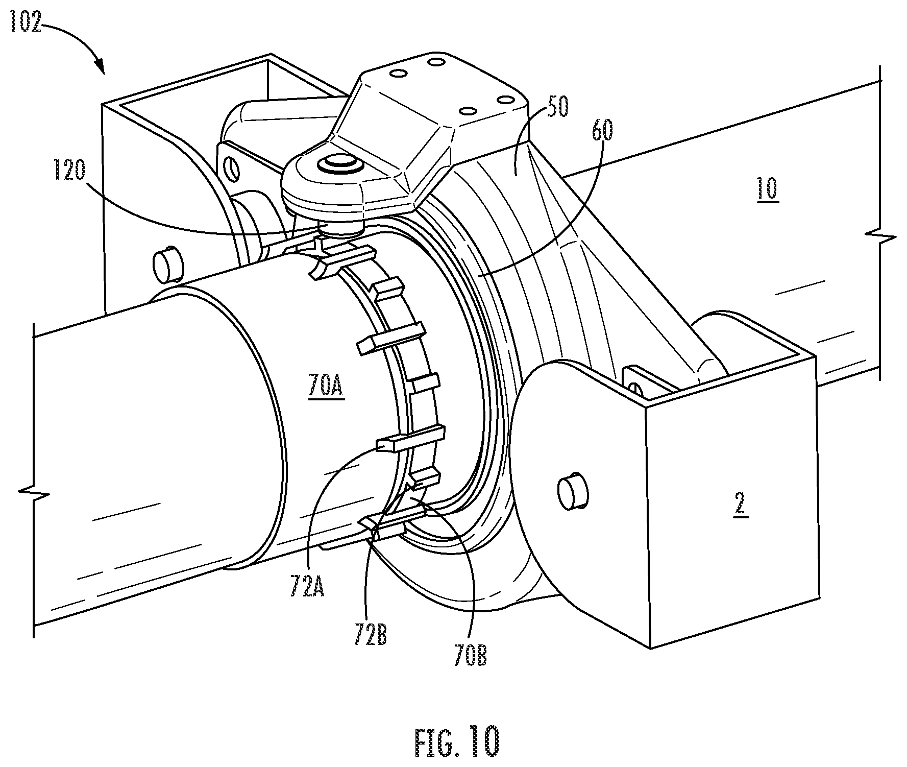 Patent US12345587 Figure 10 – Hanger bearing mounted torque sensor