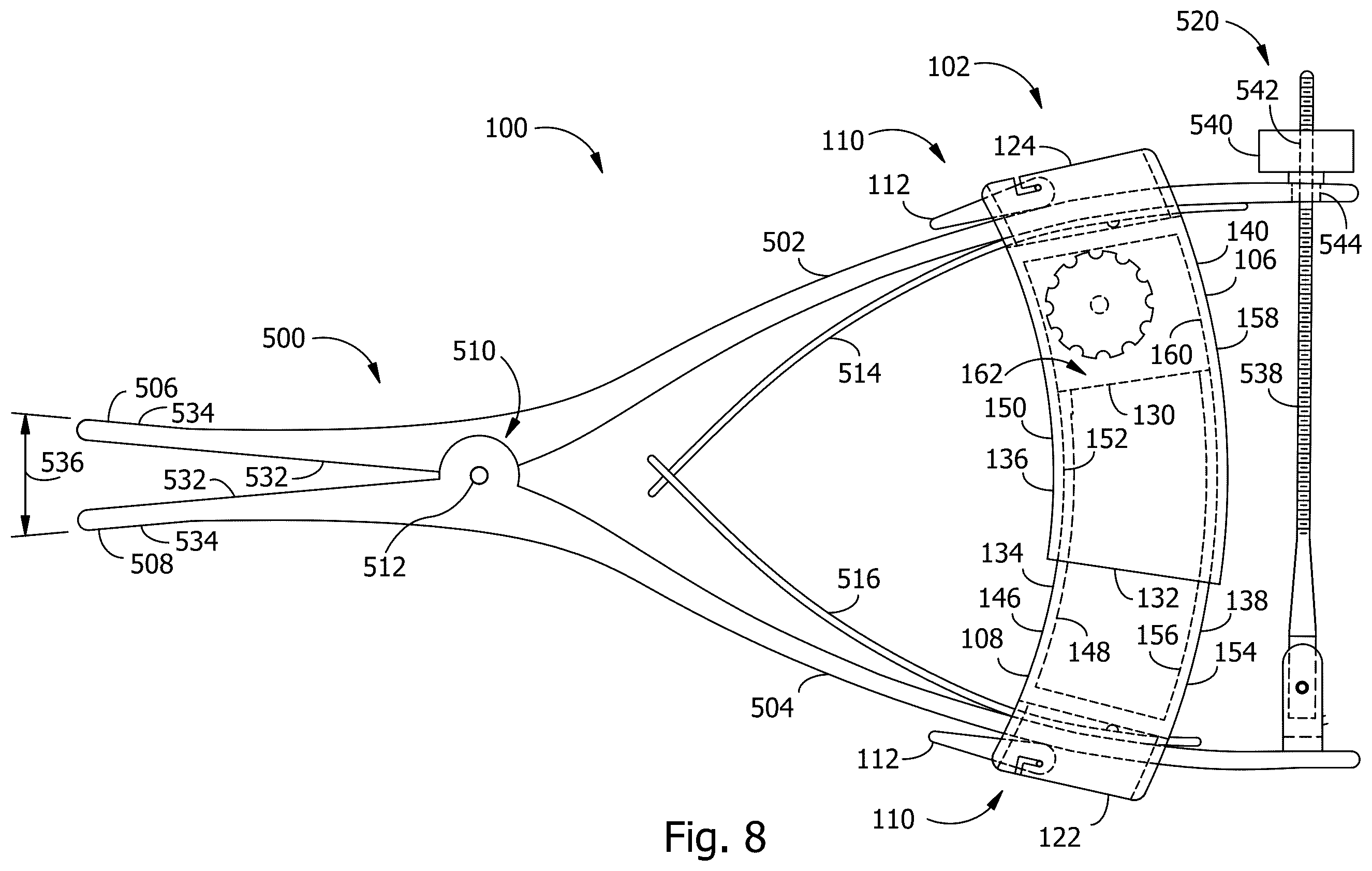 Patent US12345590 Figure 7 – Measurement instrument for measuring force and displacement data from a surgical spreader