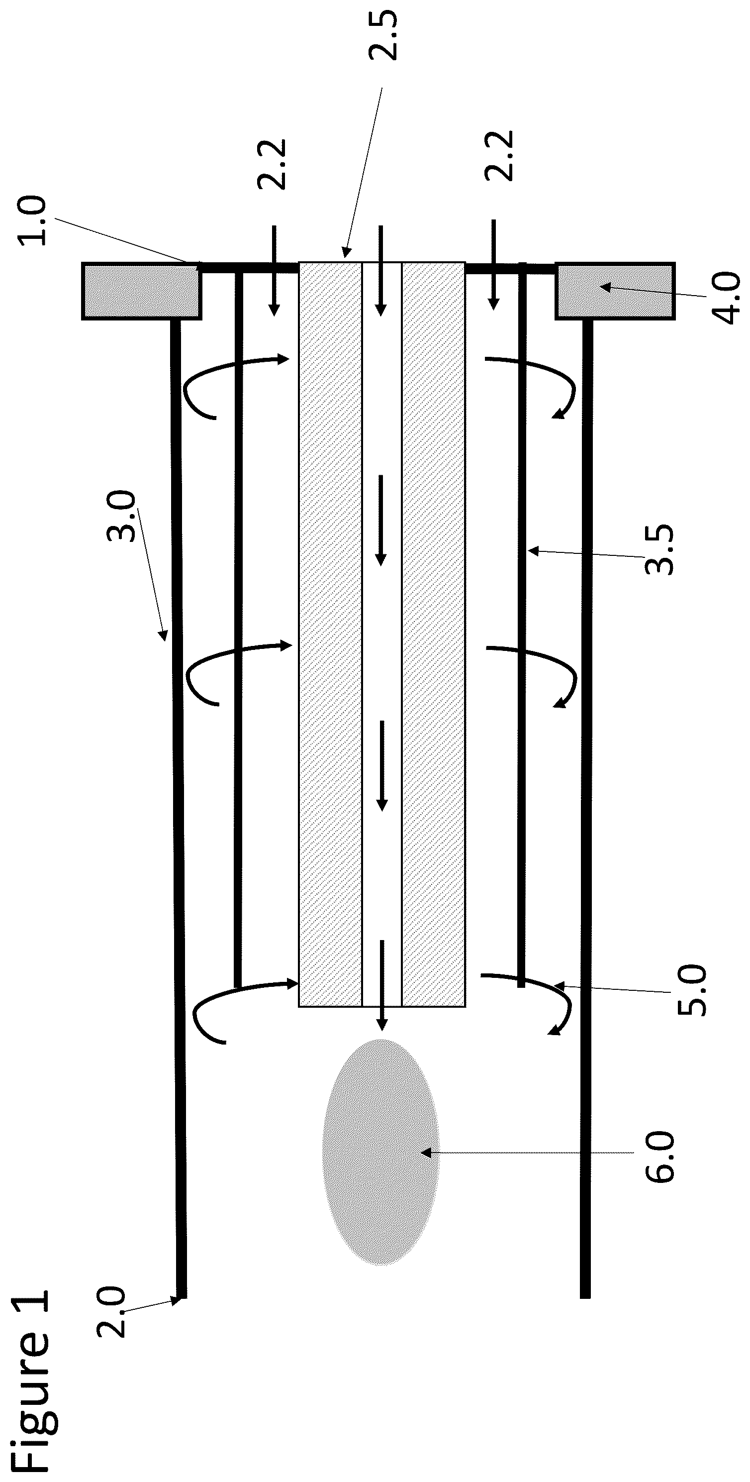 Patent US12345650 Figure 1 – Inductively coupled plasma torch with reverse vortex flow and method of operation