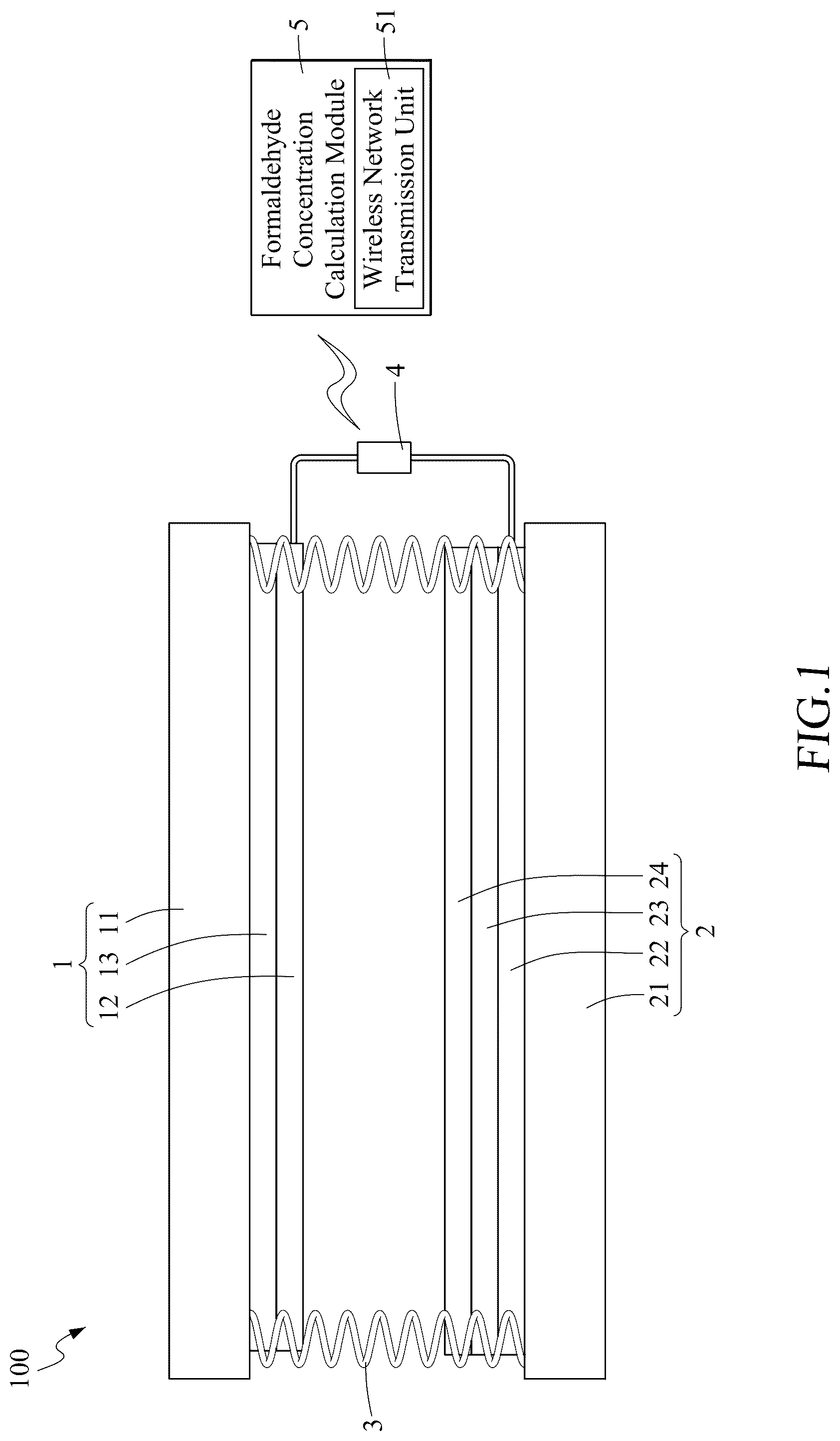 Patent US12345679 Figure 1 – Self-powered formaldehyde sensing device