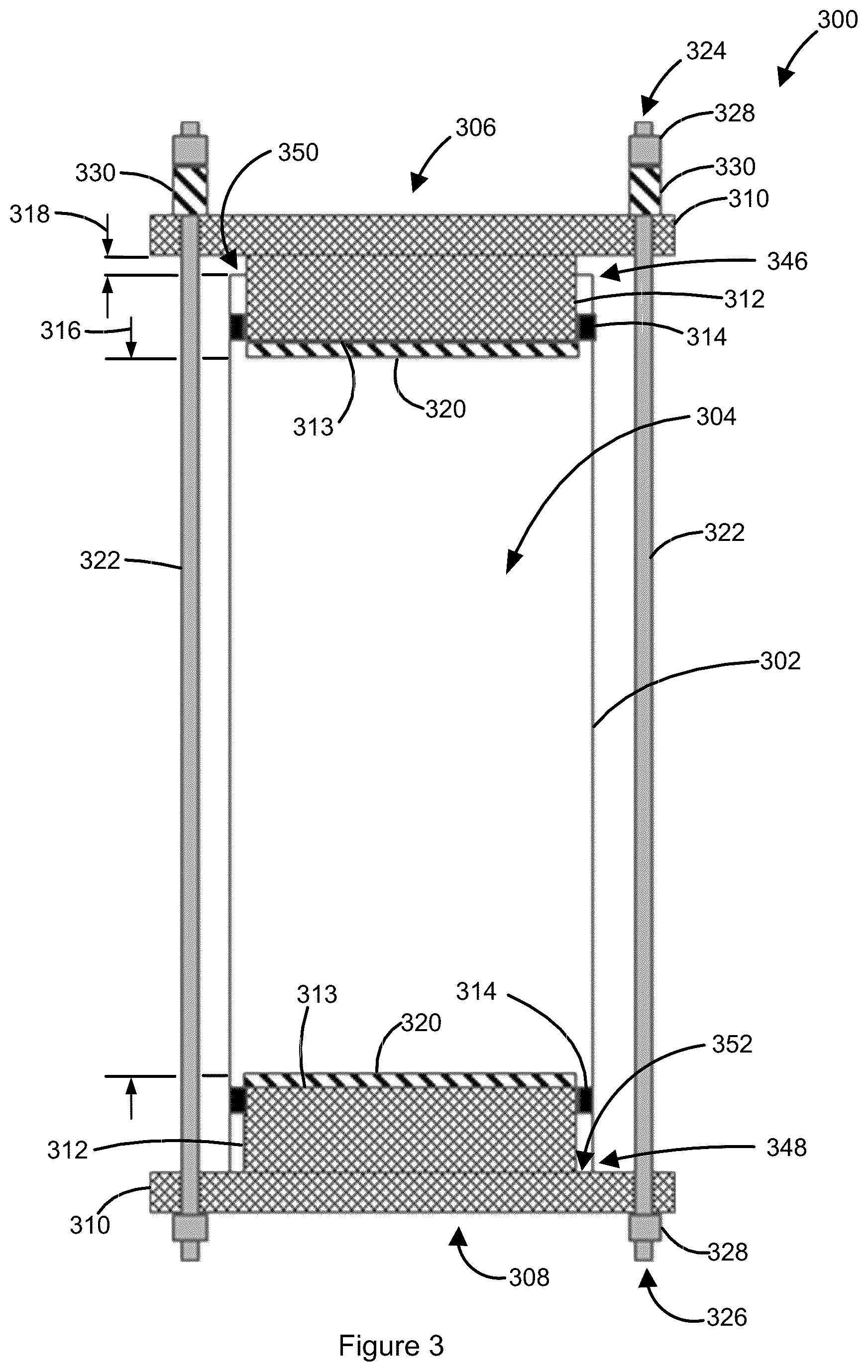 Patent US12345688 Figure 3 – Dynamic axial compression for preparative columns using external compression
