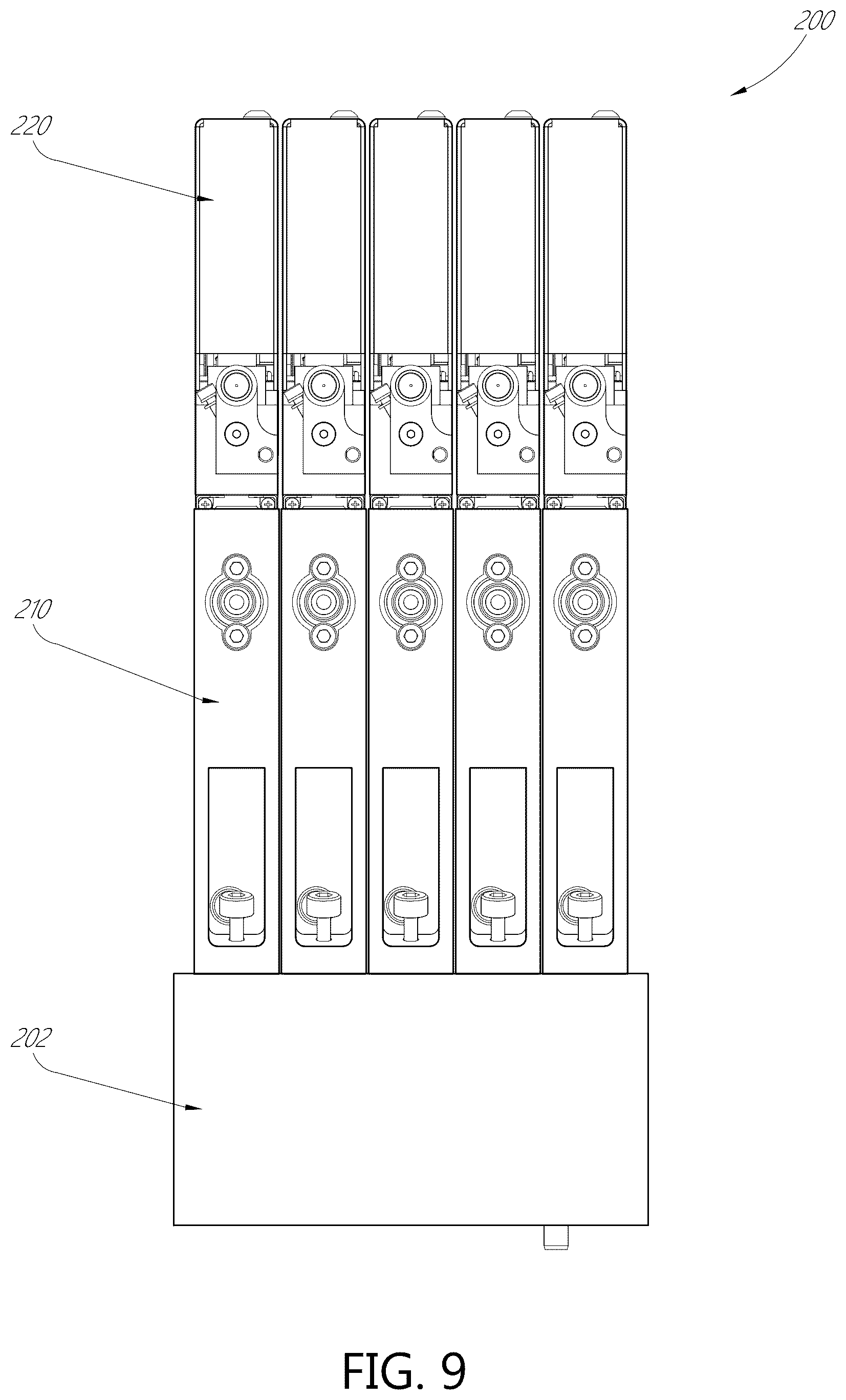 Patent US12345729 Figure 10 – Liquid dispenser with manifold mount for modular independently-actuated pipette channels