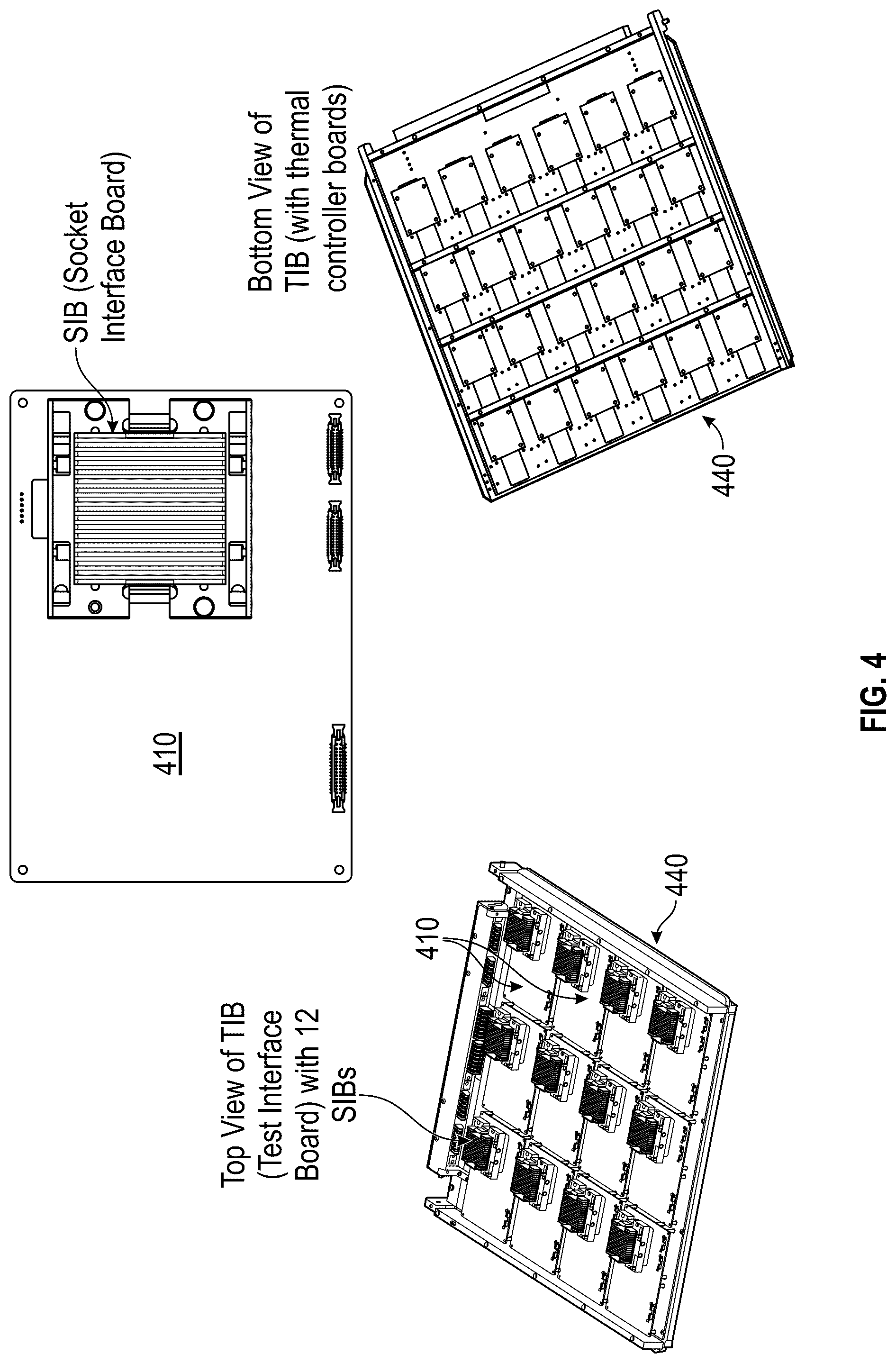 Patent US12345756 Figure 4 – Integrated test cell using active thermal interposer (ATI) with parallel socket actuation