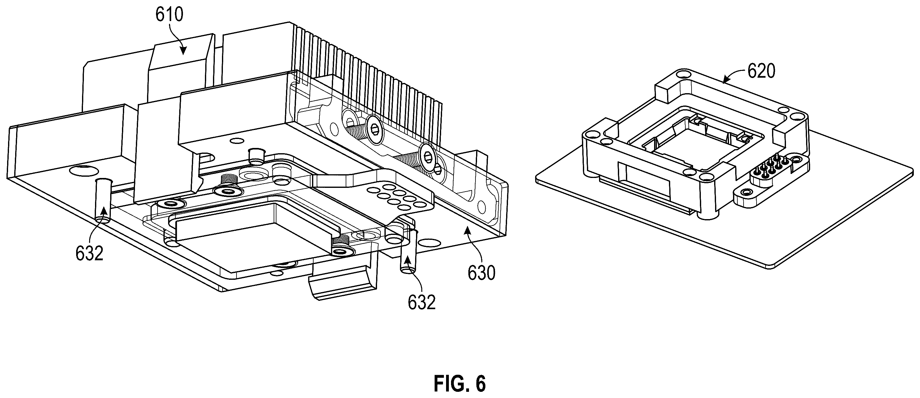 Patent US12345756 Figure 6 – Integrated test cell using active thermal interposer (ATI) with parallel socket actuation
