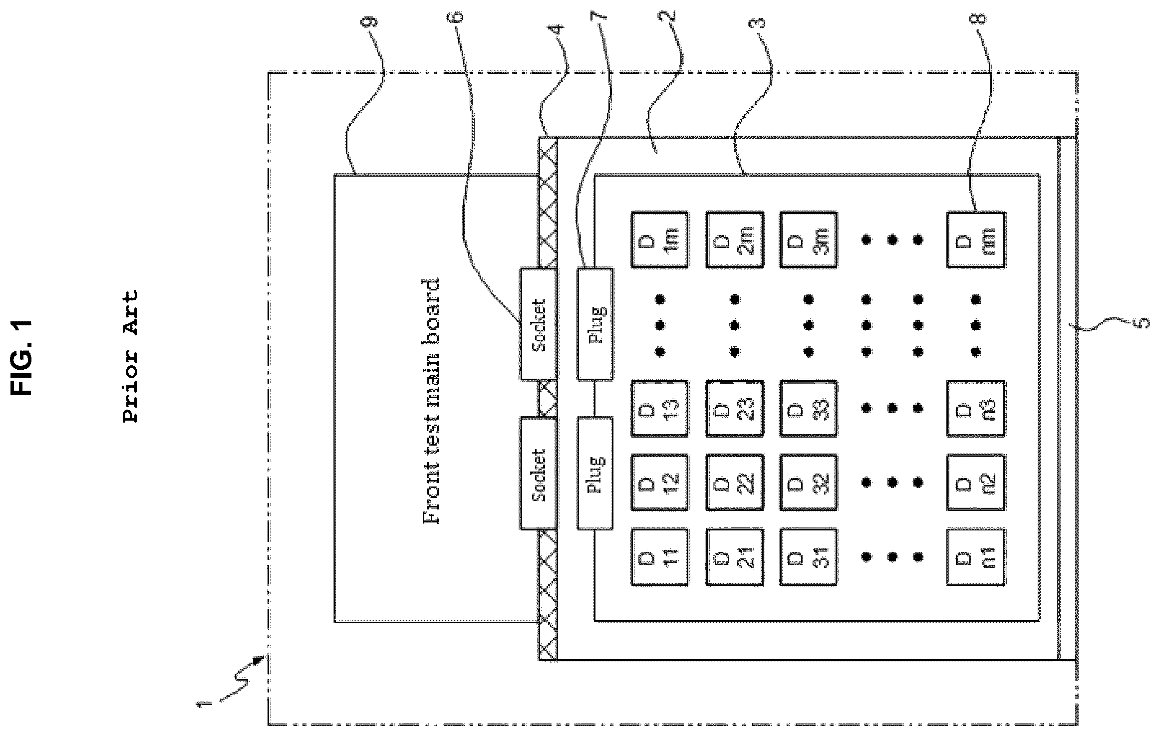 Patent US12345758 Figure 1 – Burn-in system with multiple plugs on the test board