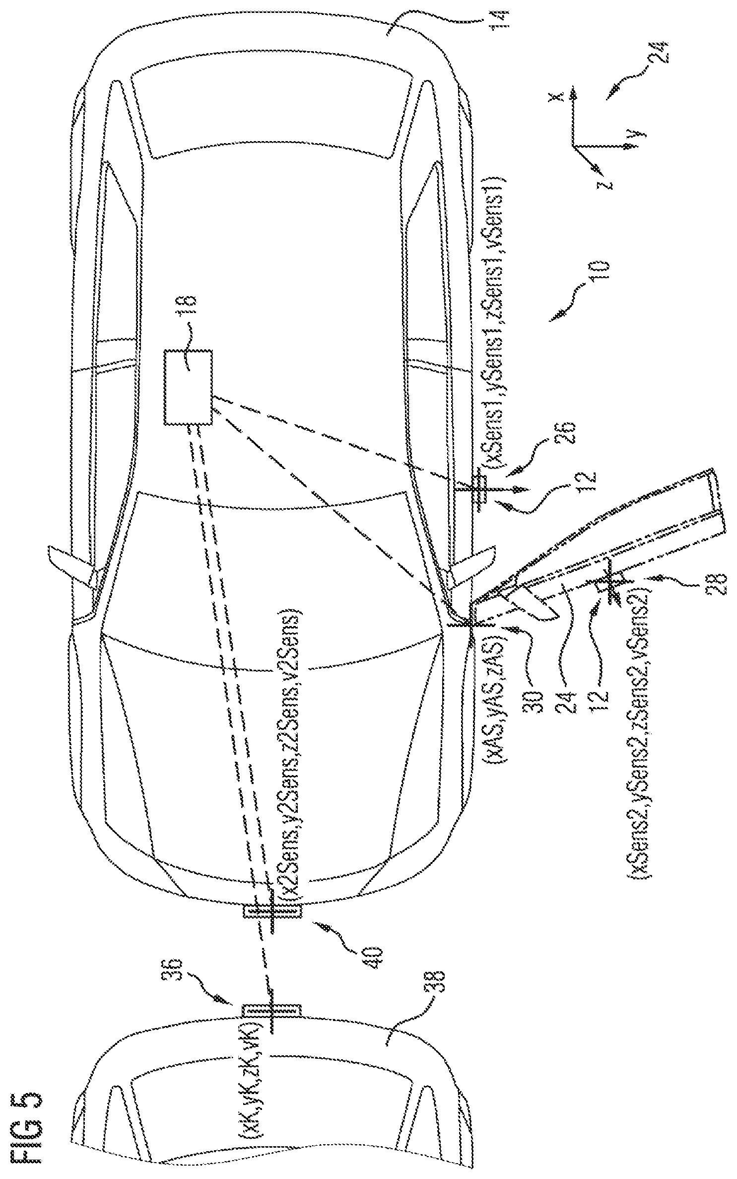 Patent US12345800 Figure 5 – Method and device for determining a target position of a surroundings sensor of a vehicle