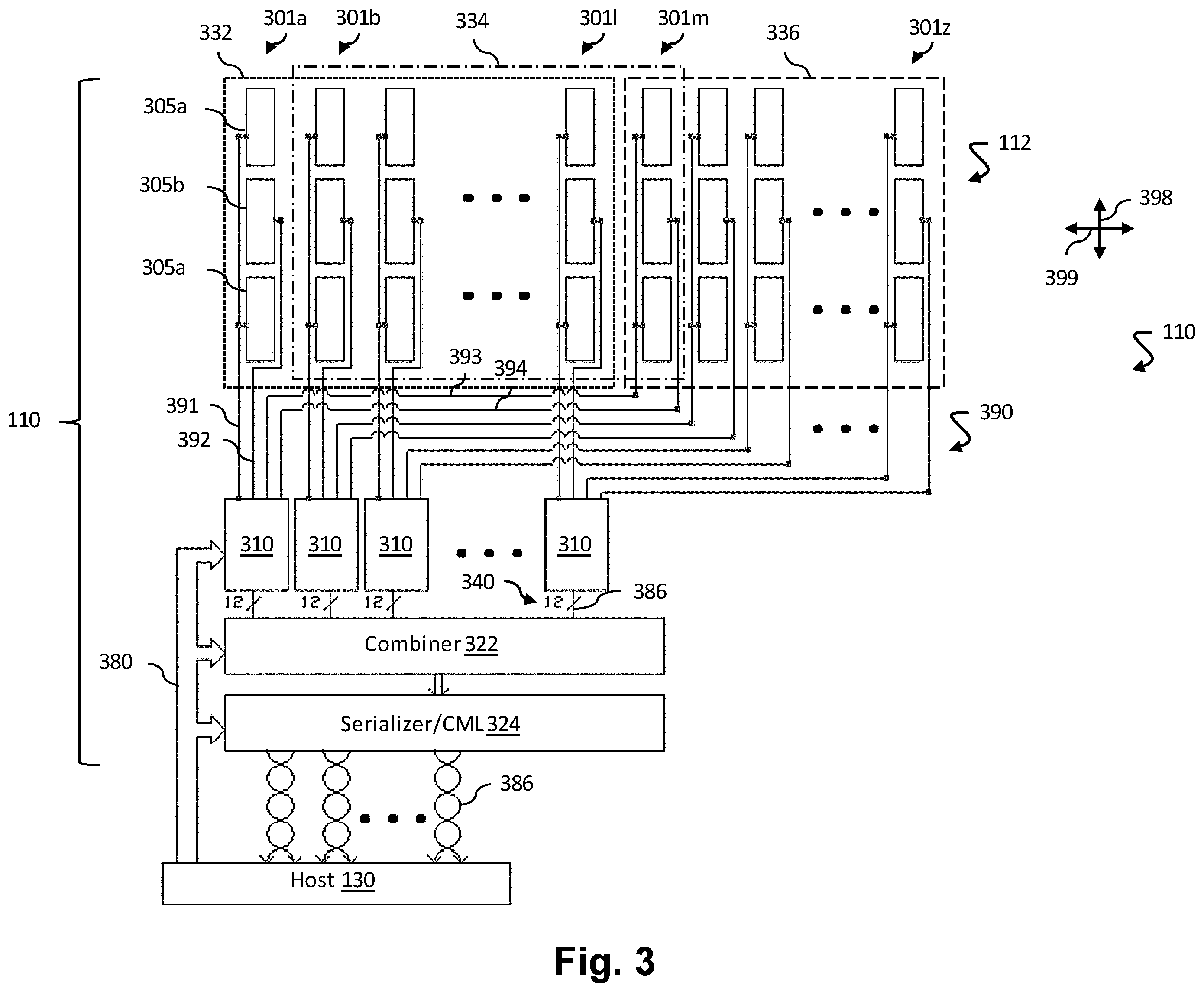 Patent US12345810 Figure 3 – 1.X-dimensional ultrasound transducer array with elevation control for aperture and associated devices, systems, and methods