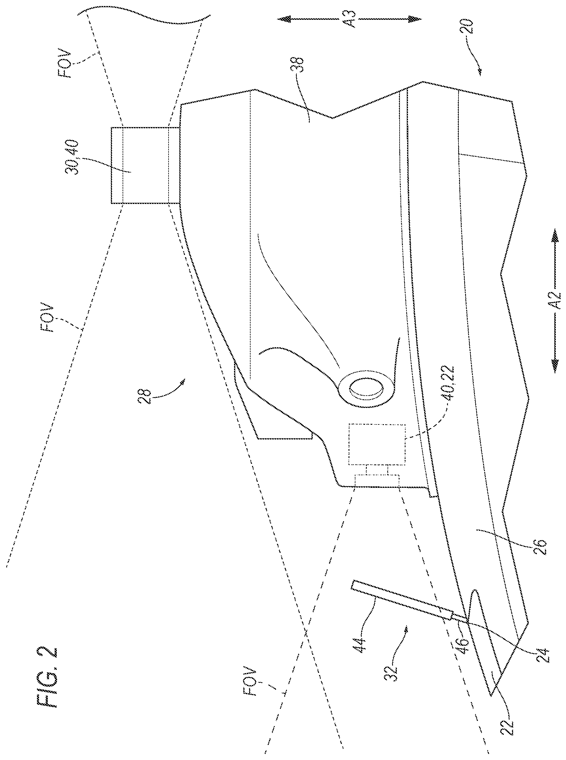 Patent US12345822 Figure 2 – Sensor assembly with deflector