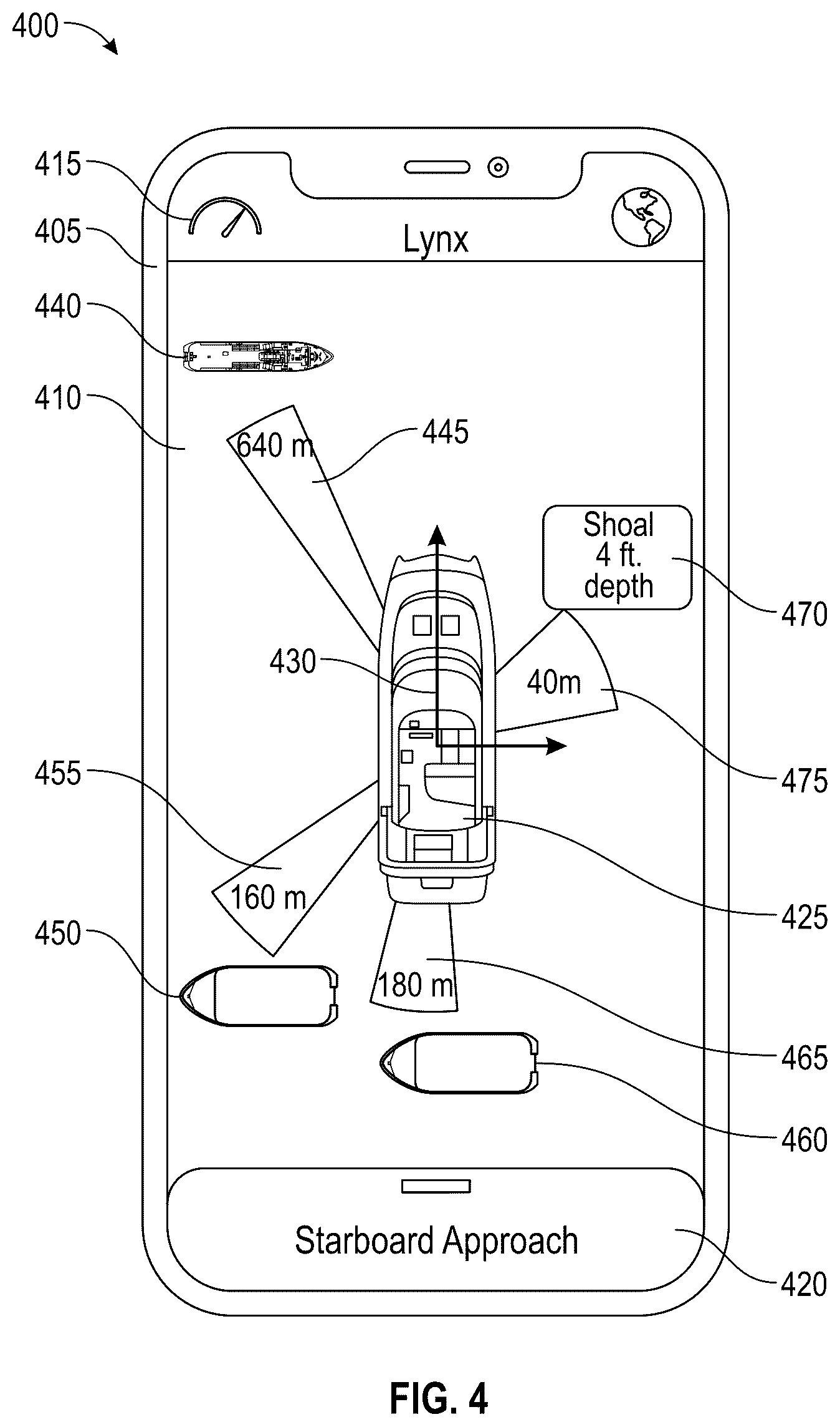 Patent US12345833 Figure 4 – Vessel field of awareness apparatus and method