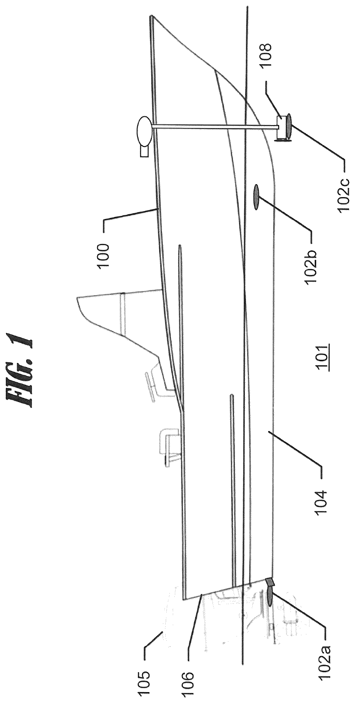 Patent US12345839 Figure 1 – Sonar system with adjusted beam