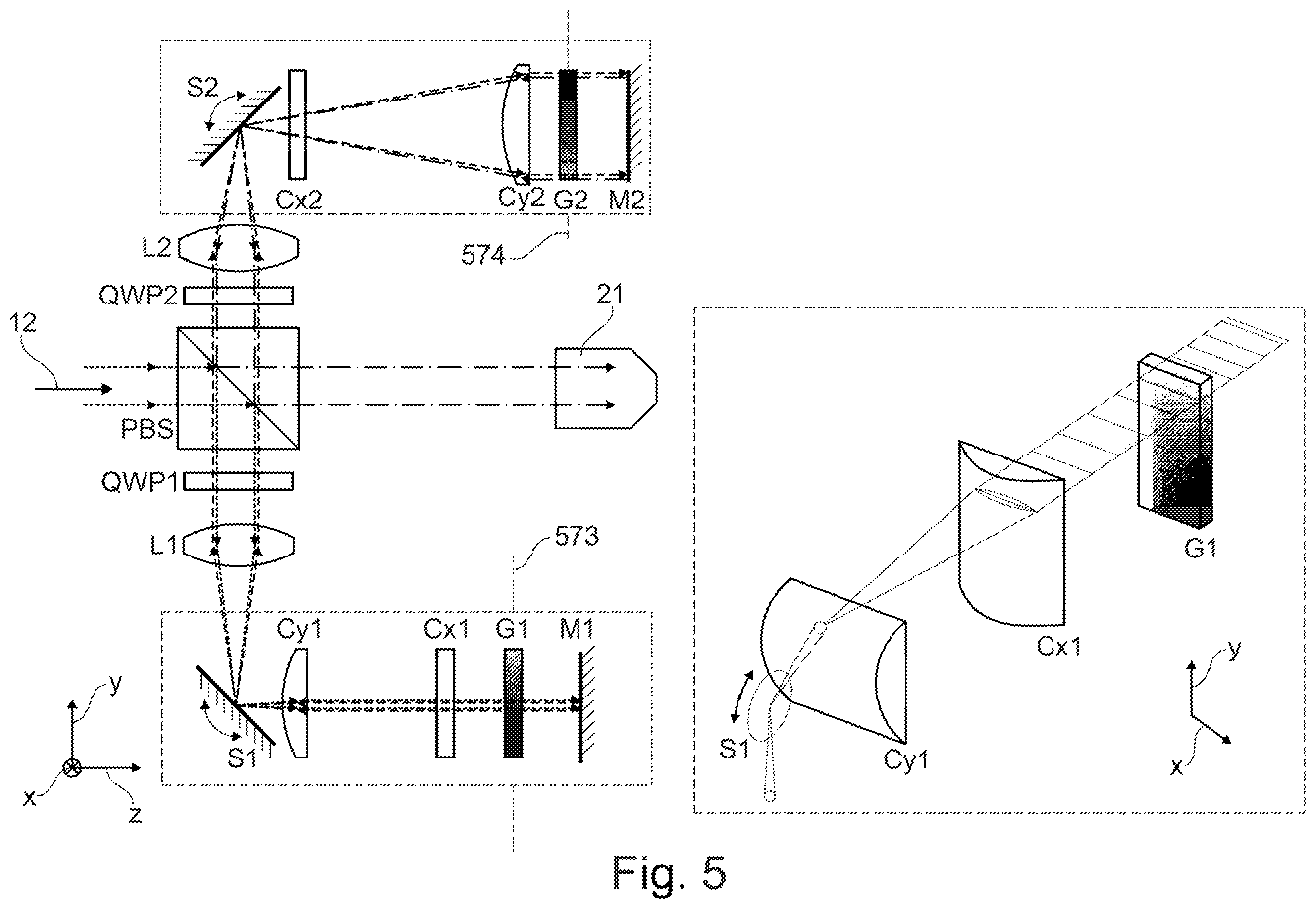 Patent US12345864 Figure 5 – Apparatus and method for manipulating a focus of excitation light on or in a sample and microscope