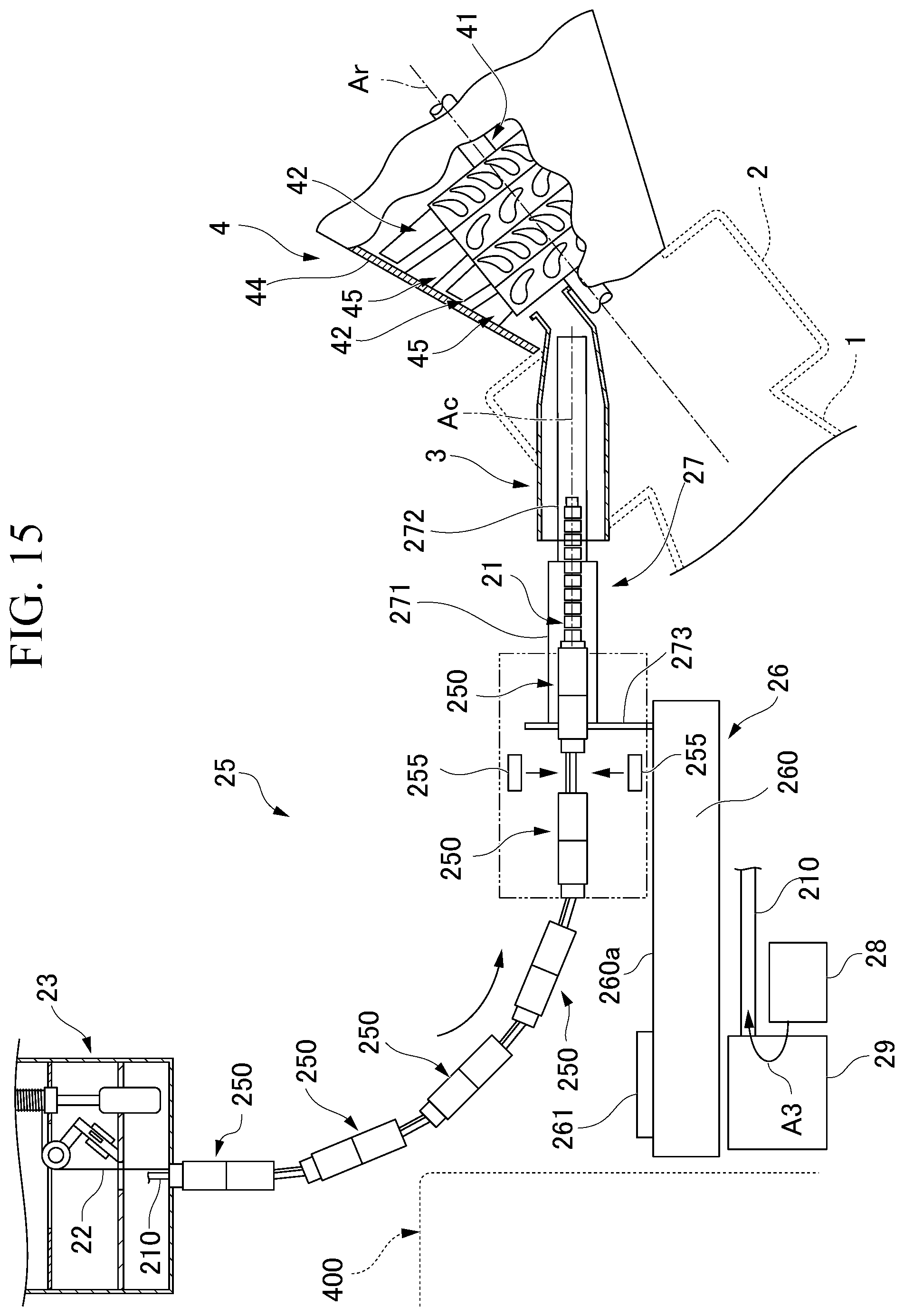 Patent US12345871 Figure 16 – Inspection cable guide mechanism, driving device, inspection cable insertion jig, and gas turbine inspection system including these