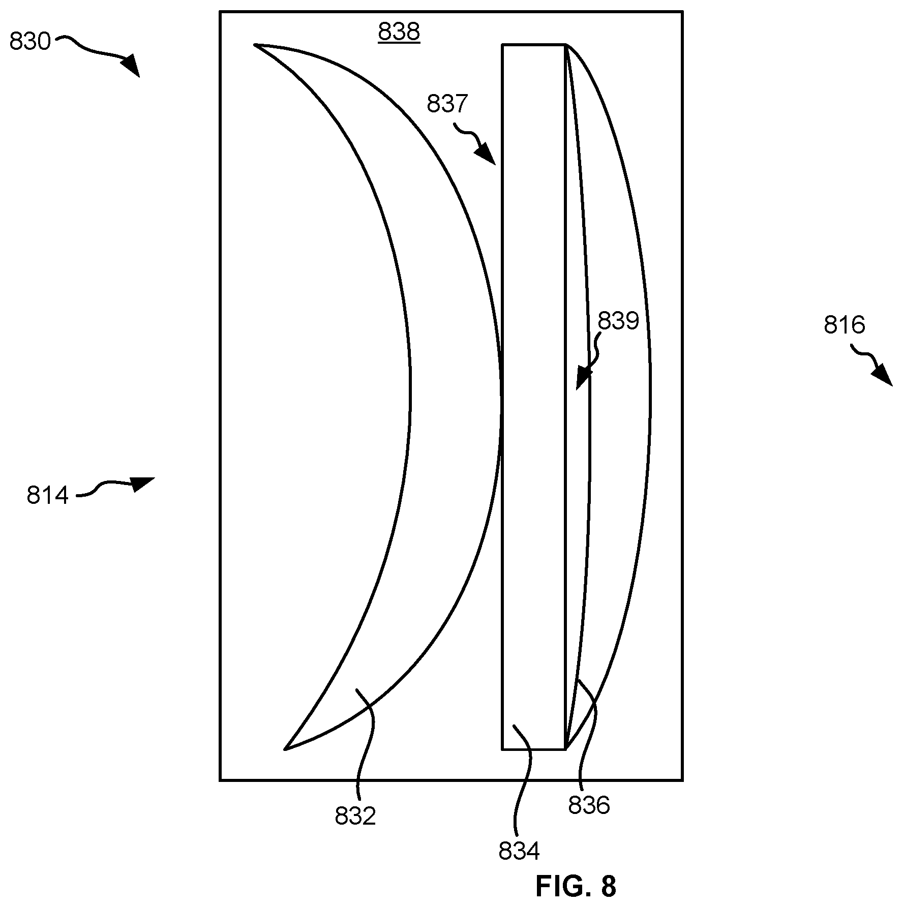 Patent US12345885 Figure 8 – Optical lens set and image combiner