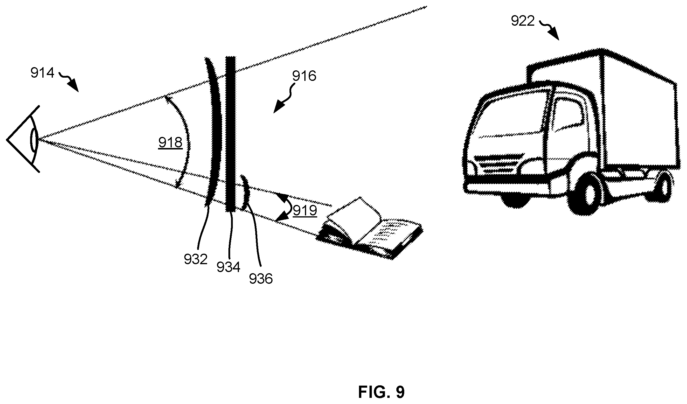 Patent US12345885 Figure 9 – Optical lens set and image combiner