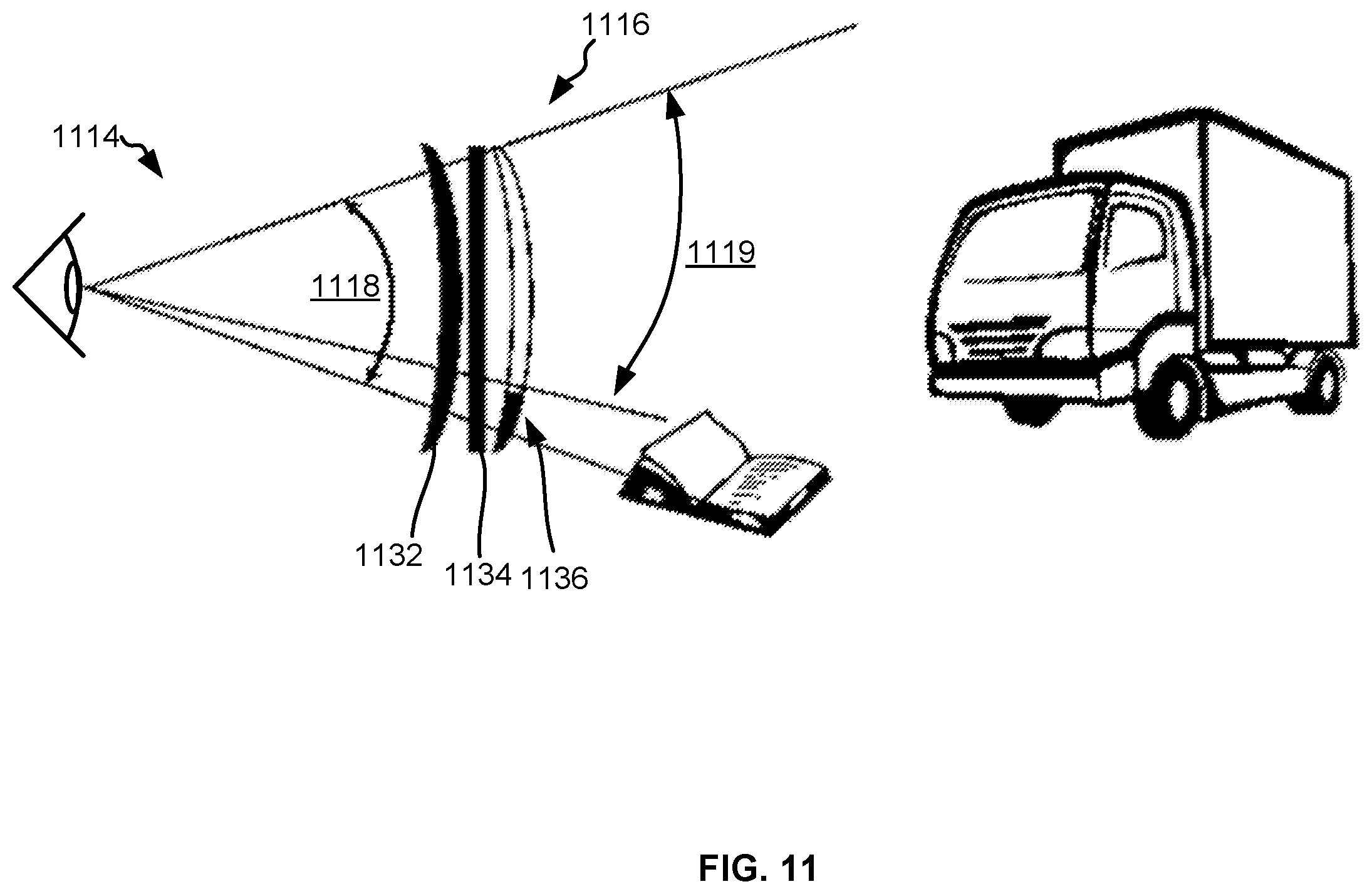 Patent US12345885 Figure 11 – Optical lens set and image combiner