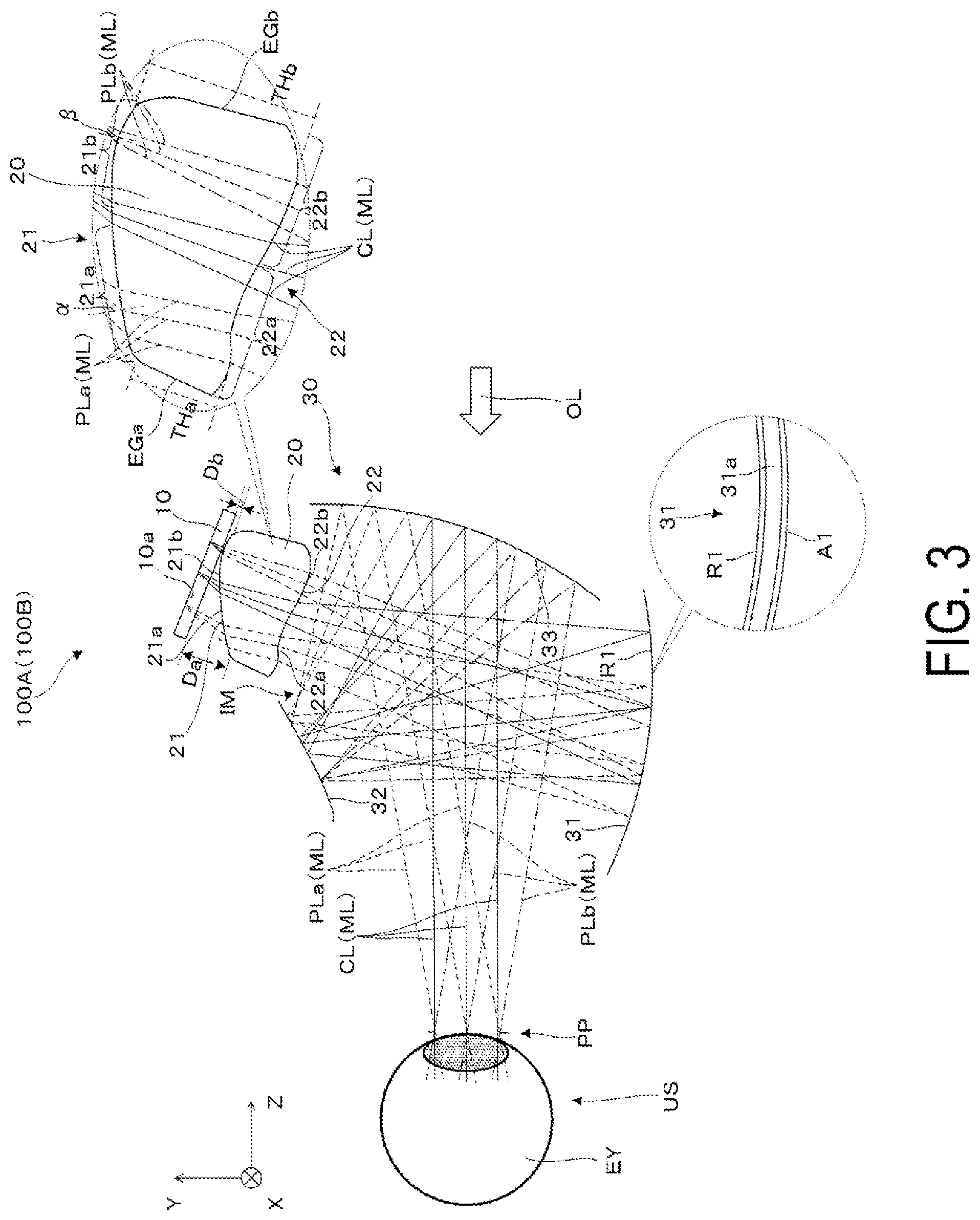 Patent US12345889 Figure 3 – Virtual image display device