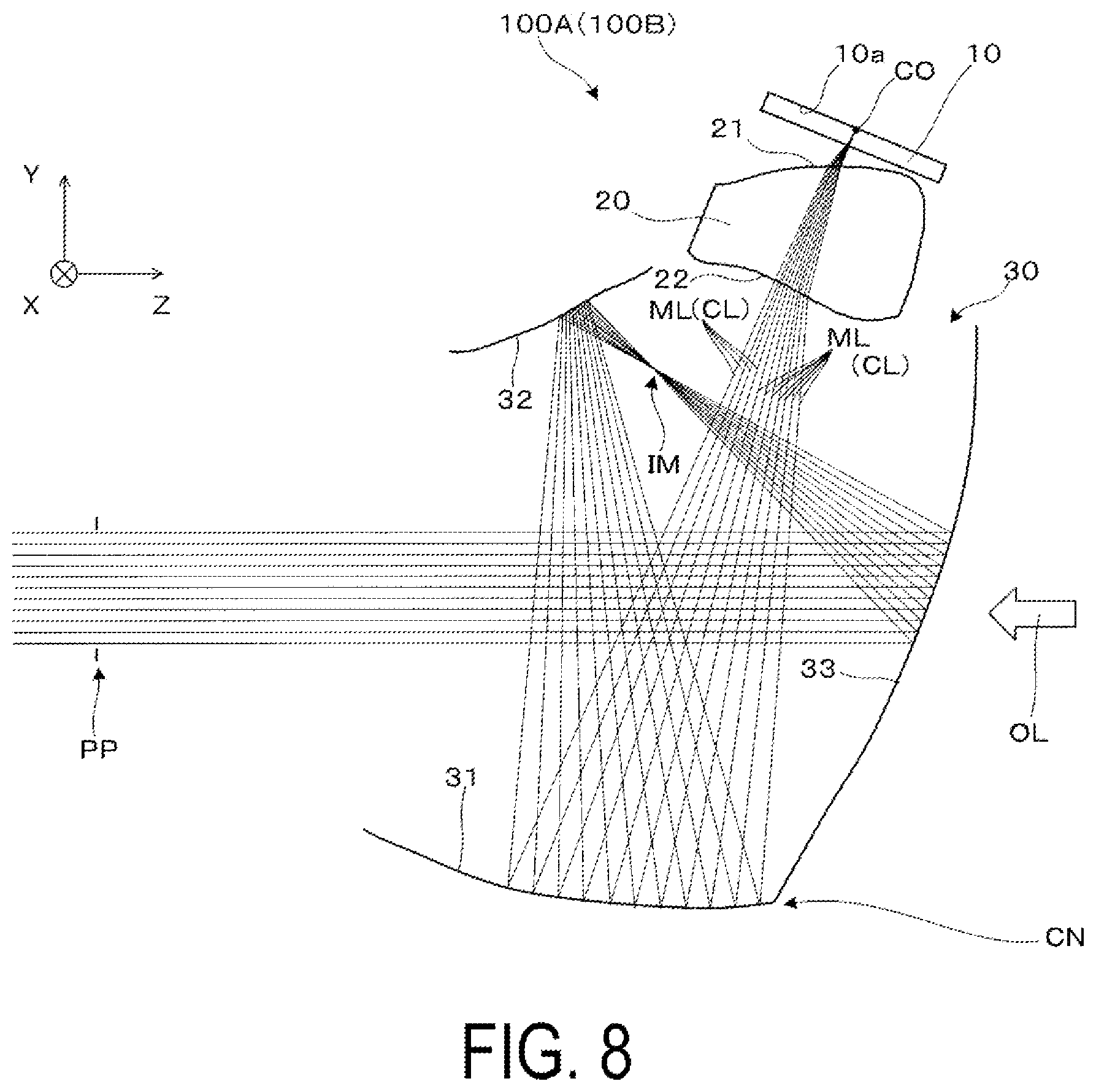 Patent US12345889 Figure 8 – Virtual image display device