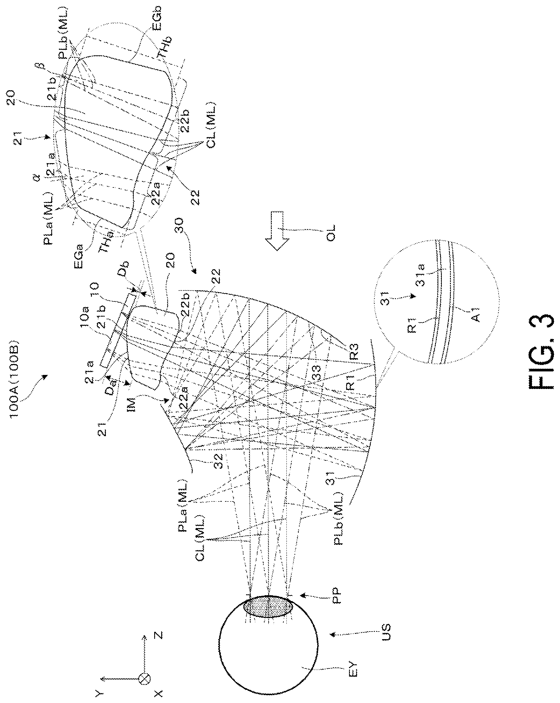 Patent US12345890 Figure 3 – Virtual image display device