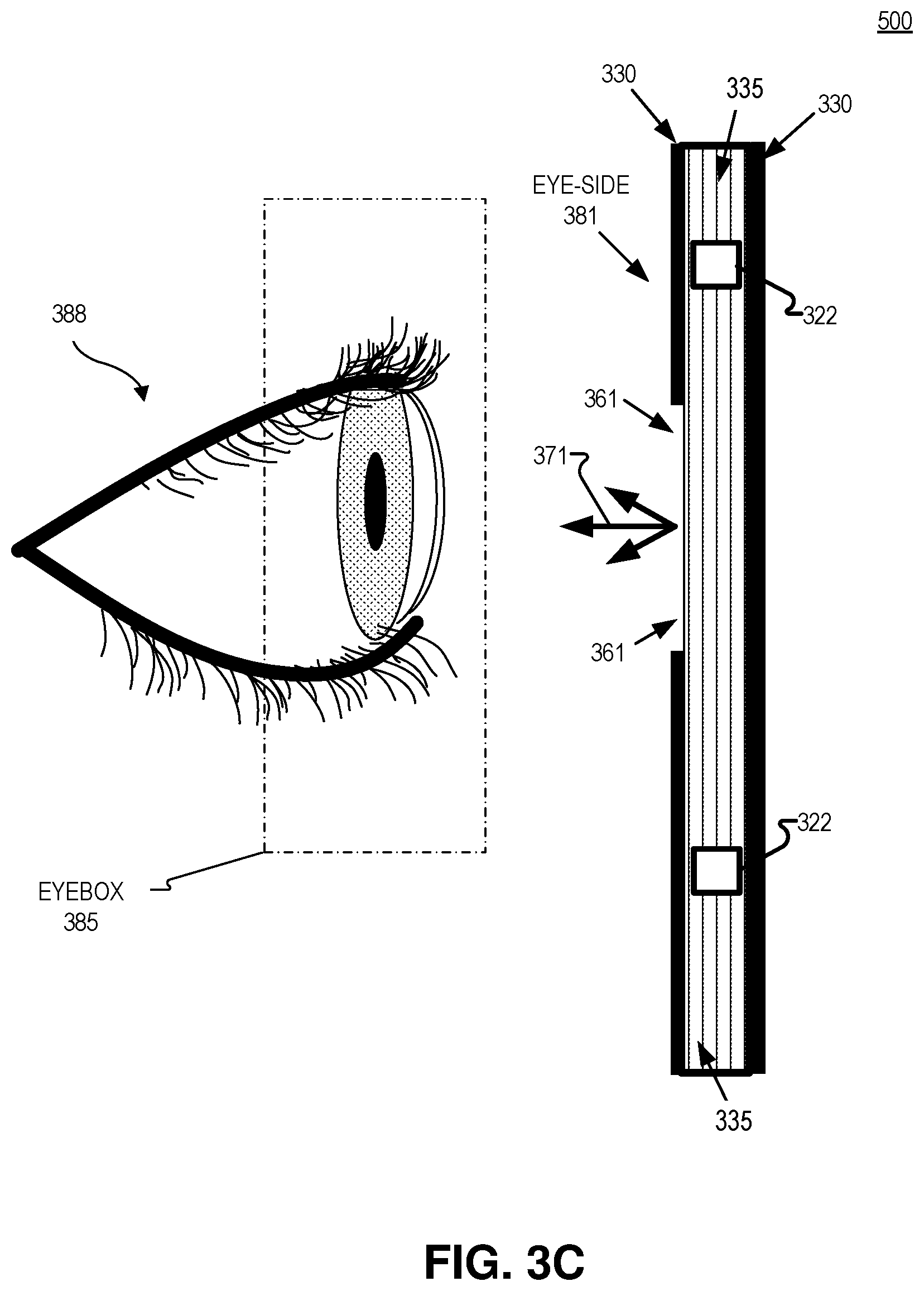 Patent US12345893 Figure 5 – Hot mirror optical cavity and infield illumination