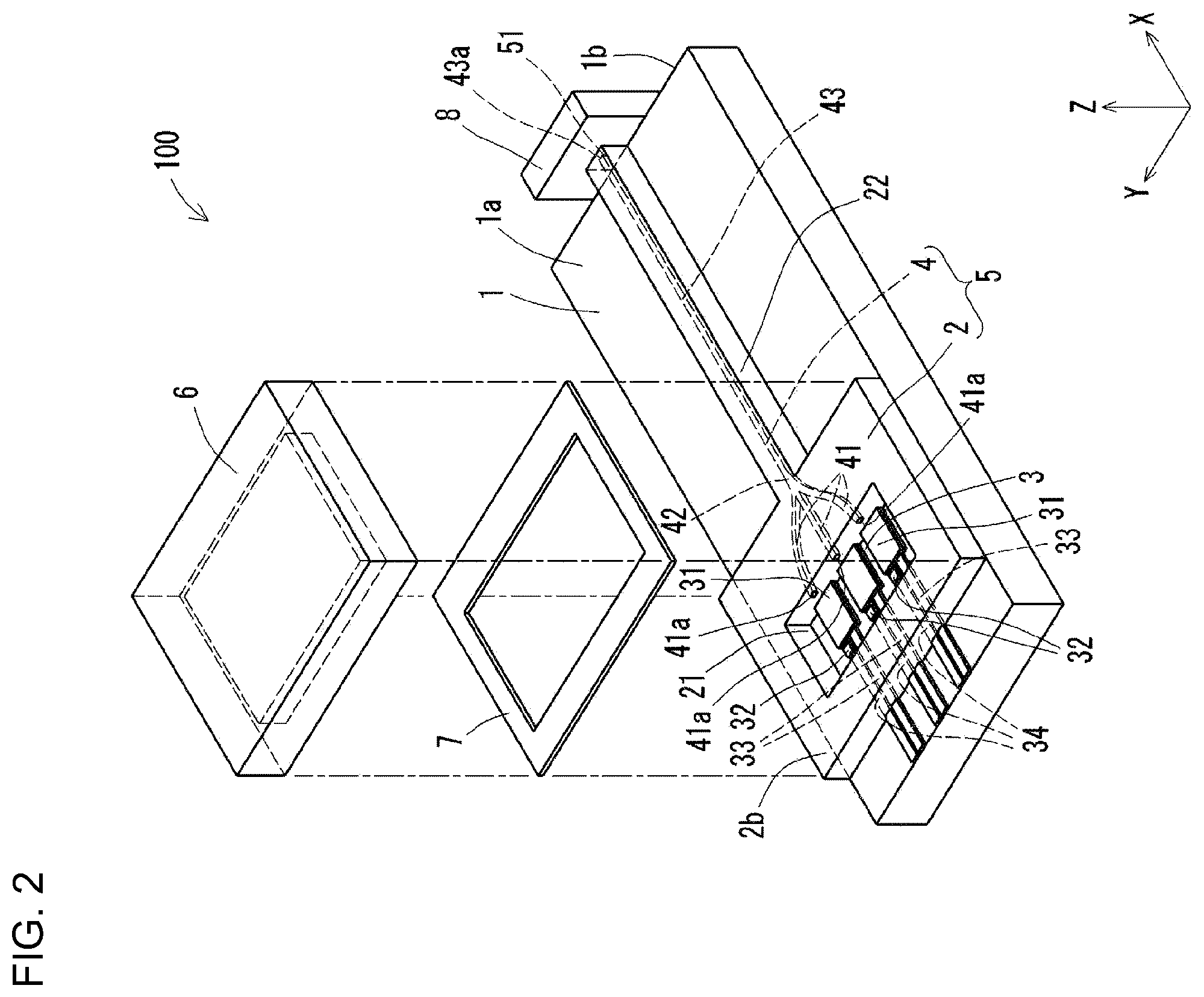 Patent US12345913 Figure 2 – Optical waveguide package and light source module