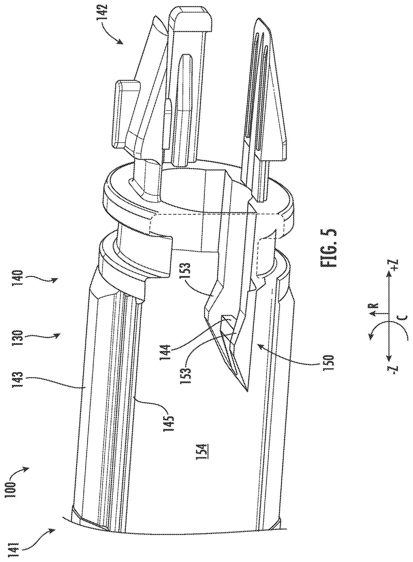 Patent US12345927 Figure 5 – Fiber optic adapter assemblies including a conversion housing and a release housing