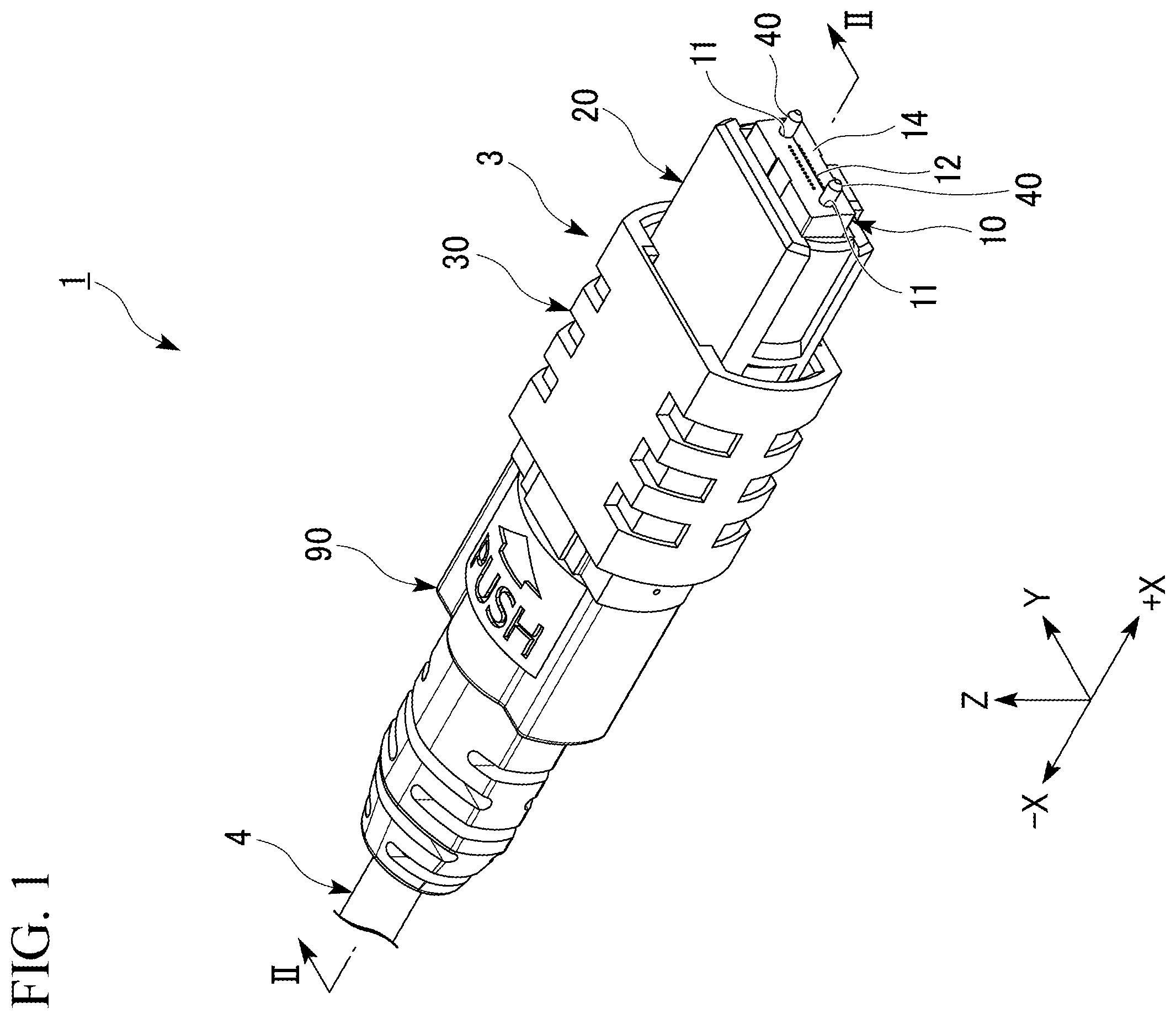 Patent US12345928 Figure 1 – End part structure for optical connectors