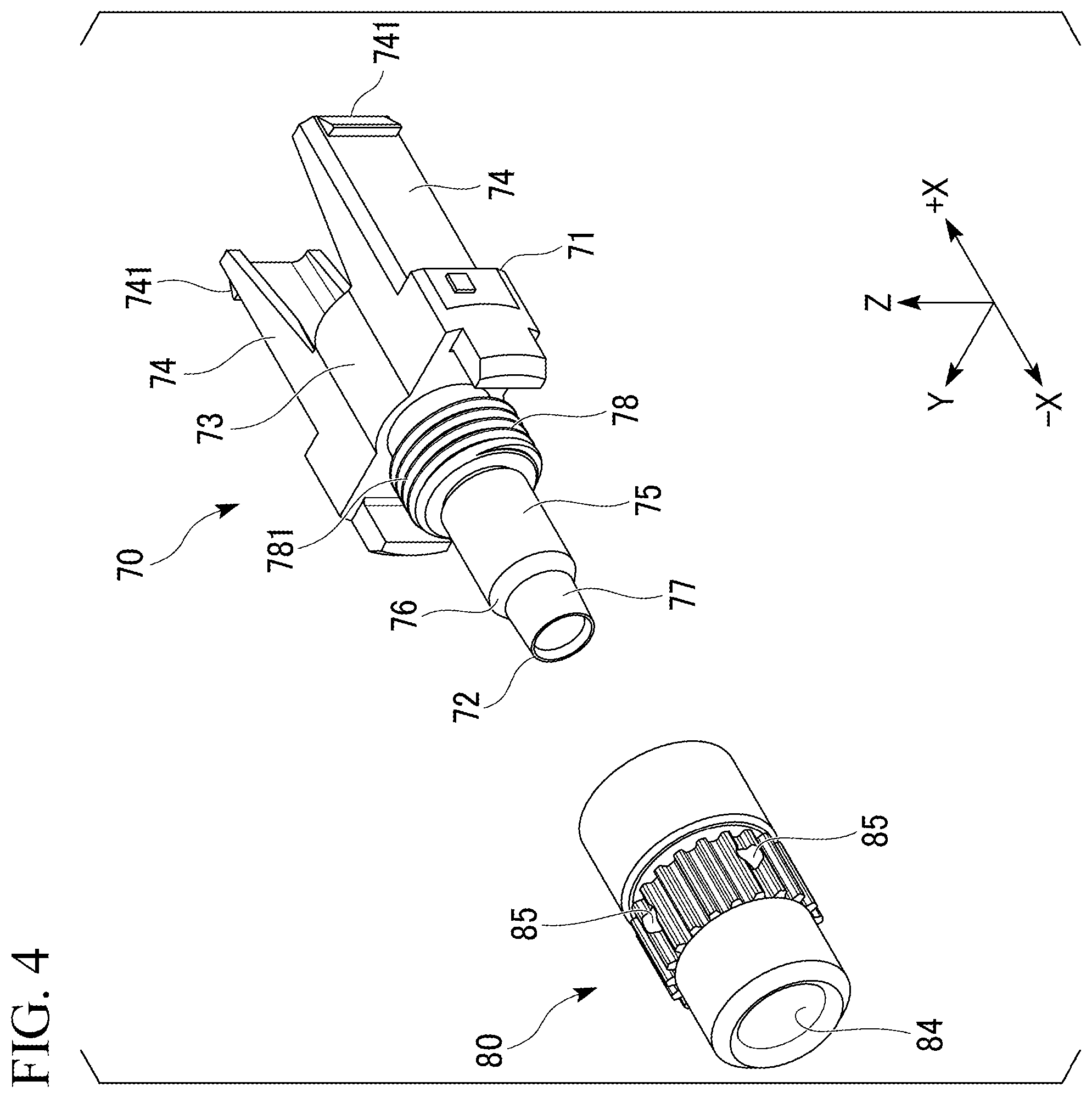 Patent US12345928 Figure 4 – End part structure for optical connectors