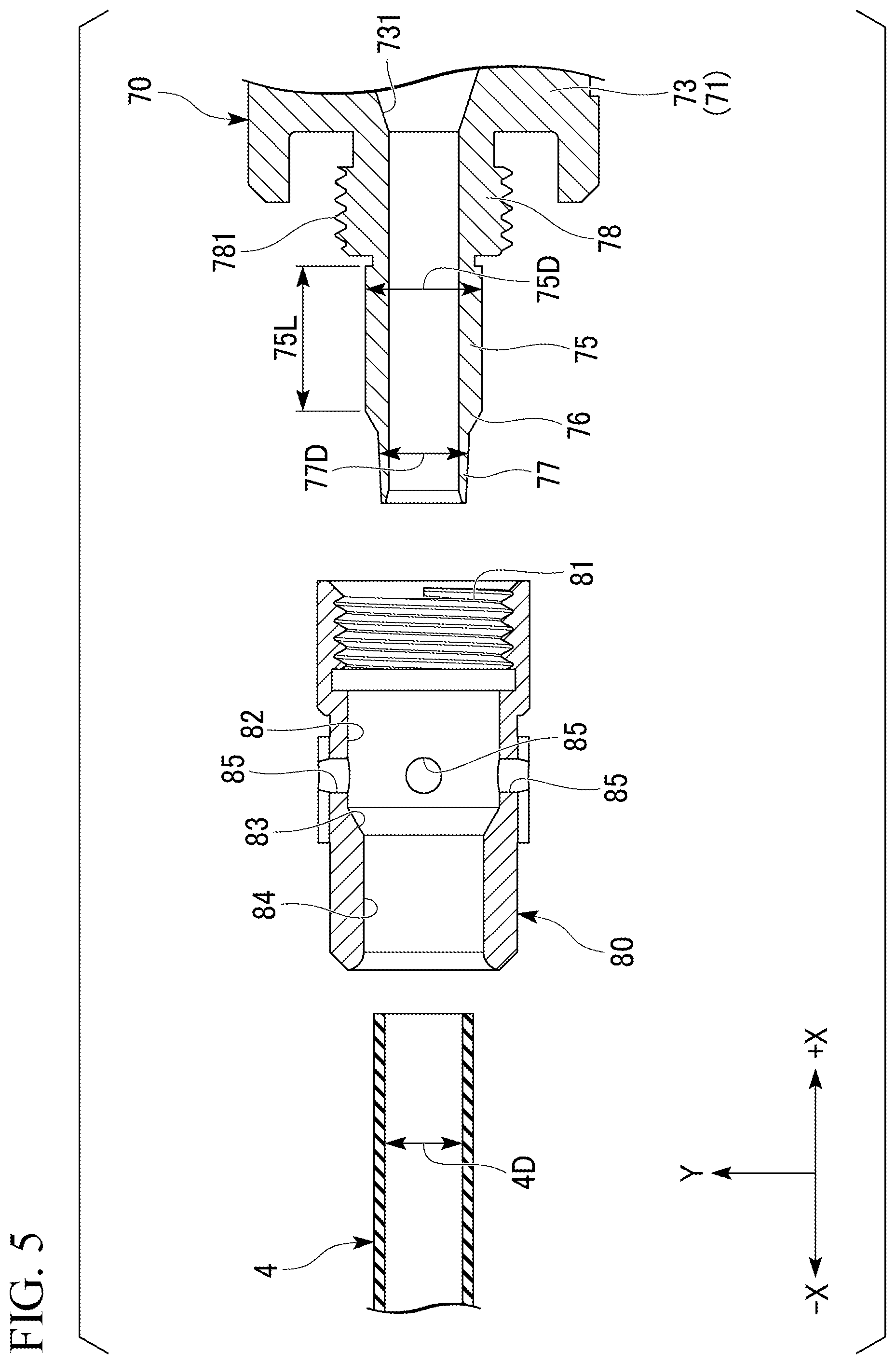 Patent US12345928 Figure 5 – End part structure for optical connectors