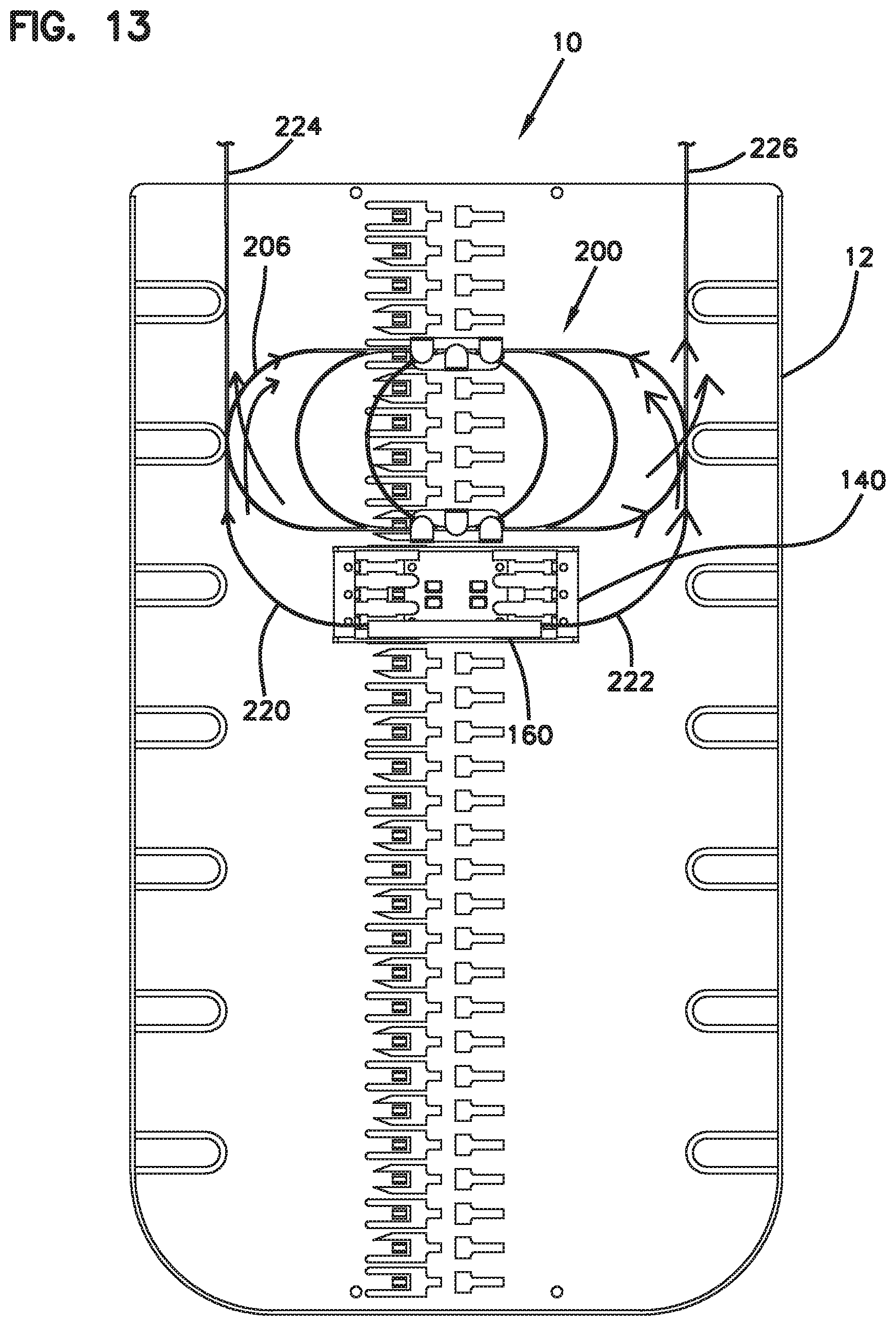 Patent US12345939 Figure 16 – Fiber optic cable storage devices, systems and methods with mounted components and fiber loop management