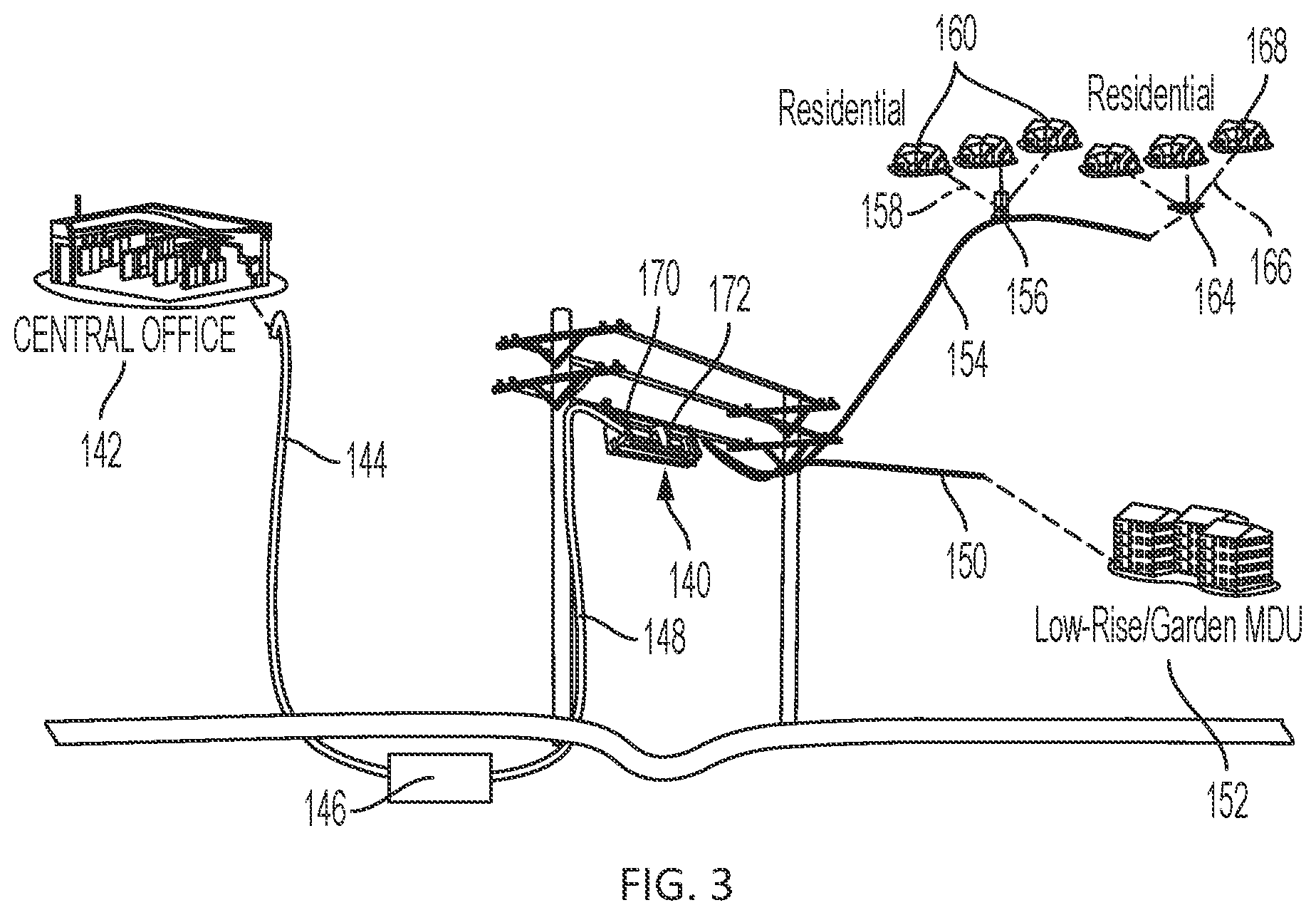 Patent US12345940 Figure 3 – Aerial optical fiber distribution hub
