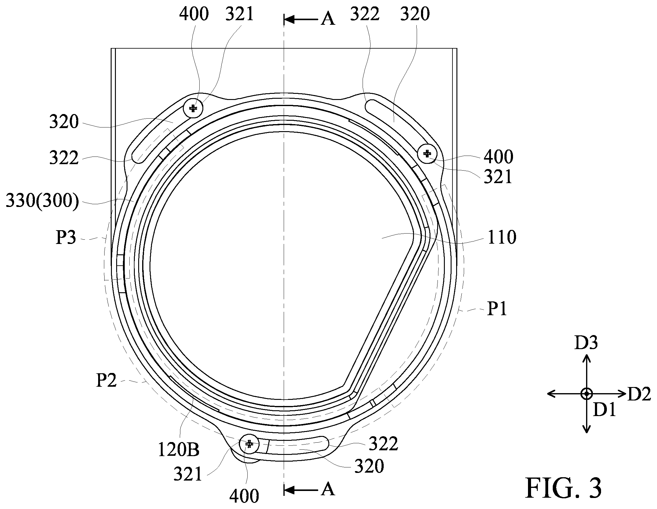 Patent US12345942 Figure 3 – Optical adjustment mechanism of wearable device