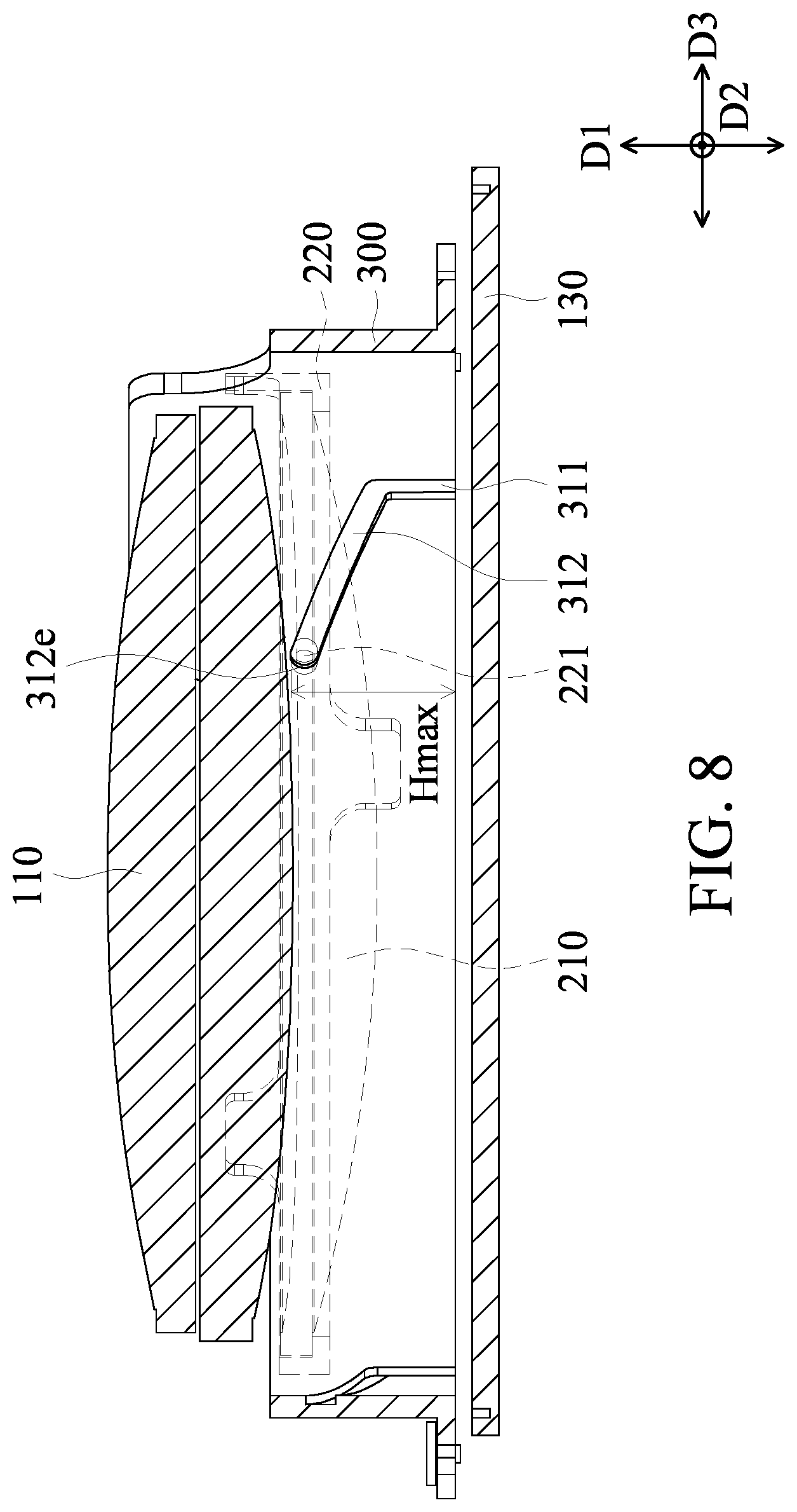 Patent US12345942 Figure 8 – Optical adjustment mechanism of wearable device
