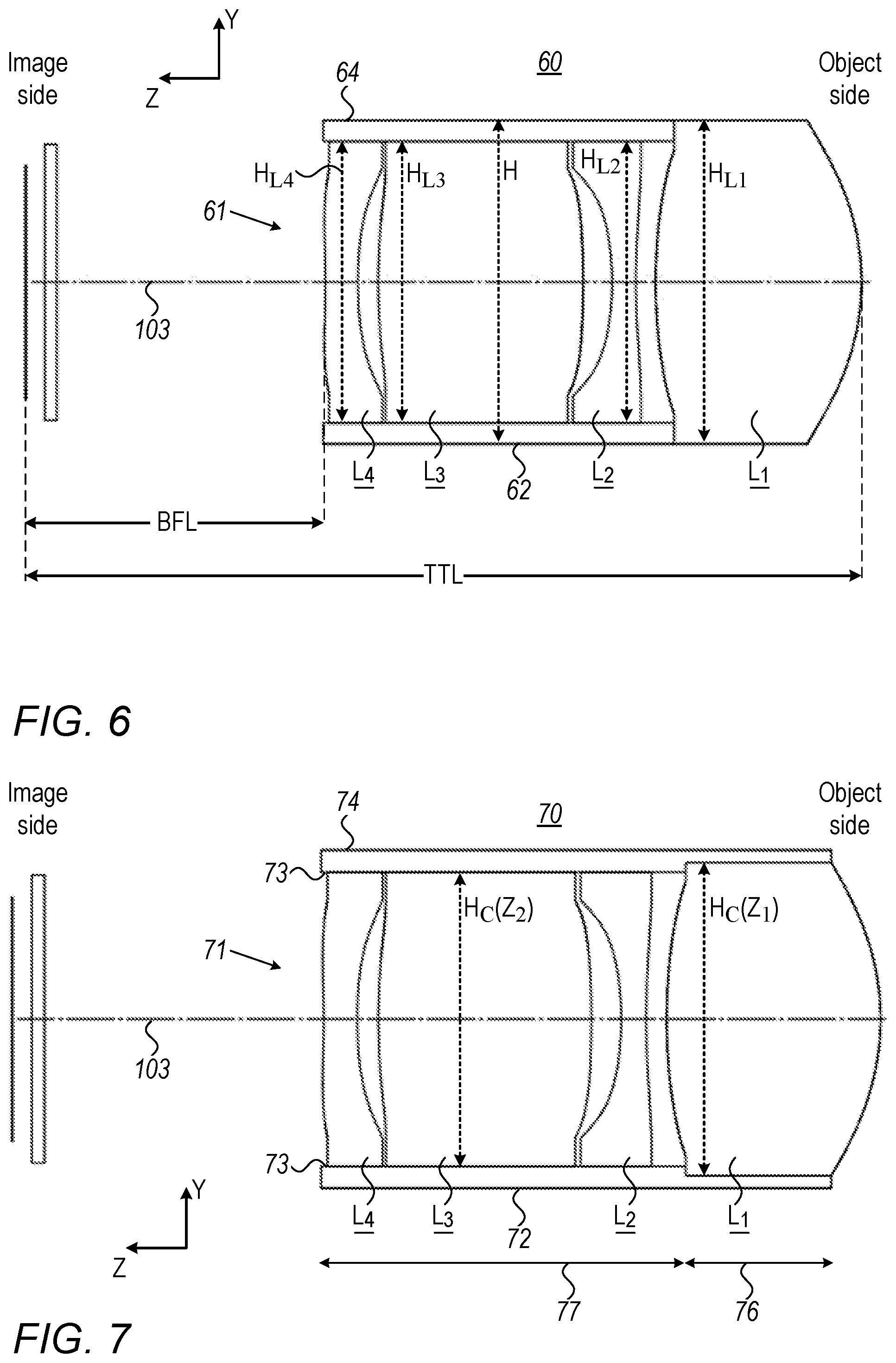 Patent US12345943 Figure 7 – Folded camera lens designs