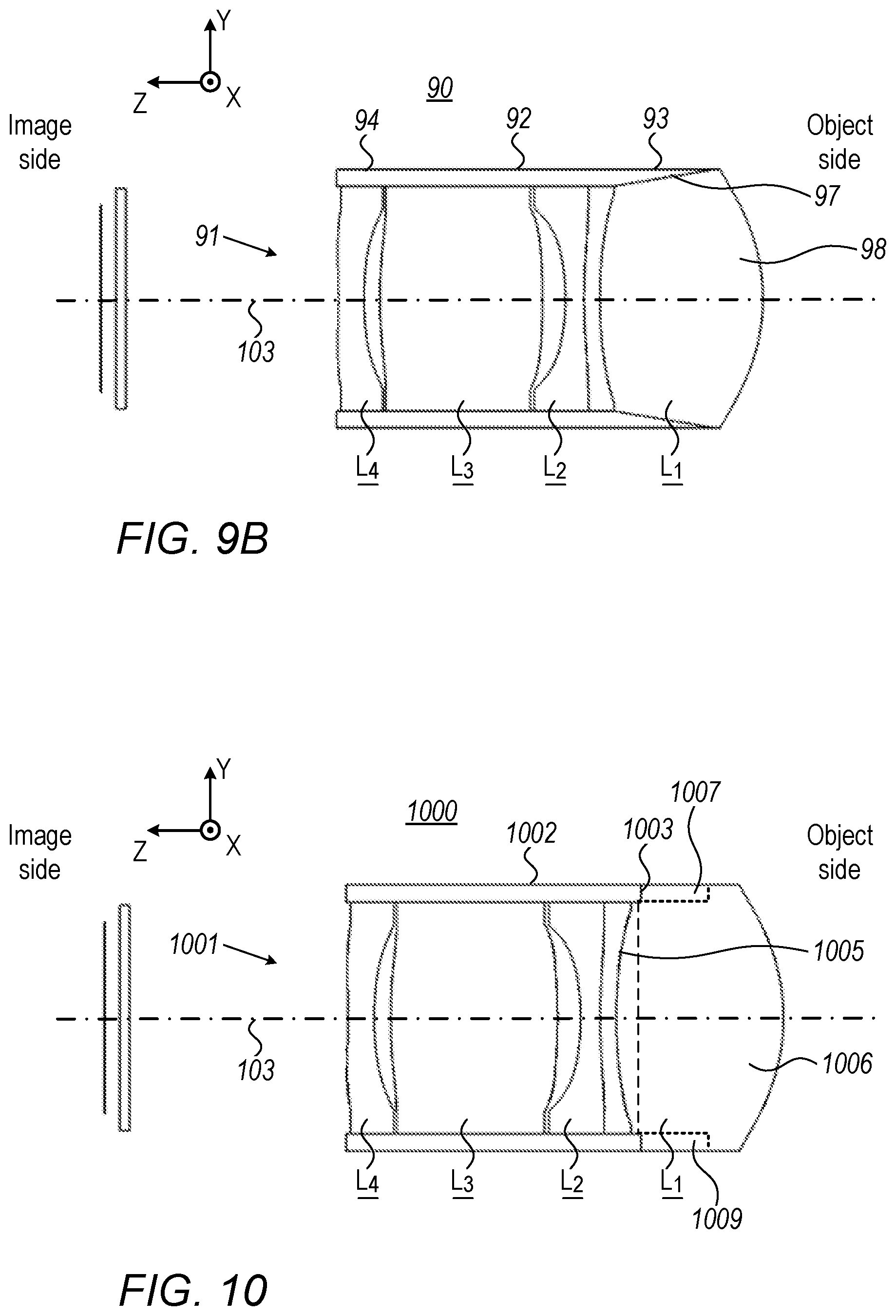 Patent US12345943 Figure 9 – Folded camera lens designs