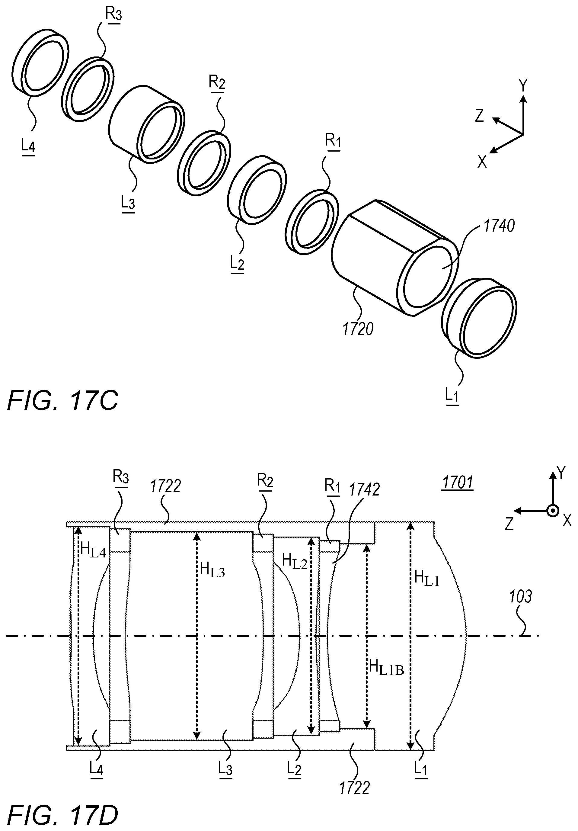 Patent US12345943 Figure 17 – Folded camera lens designs