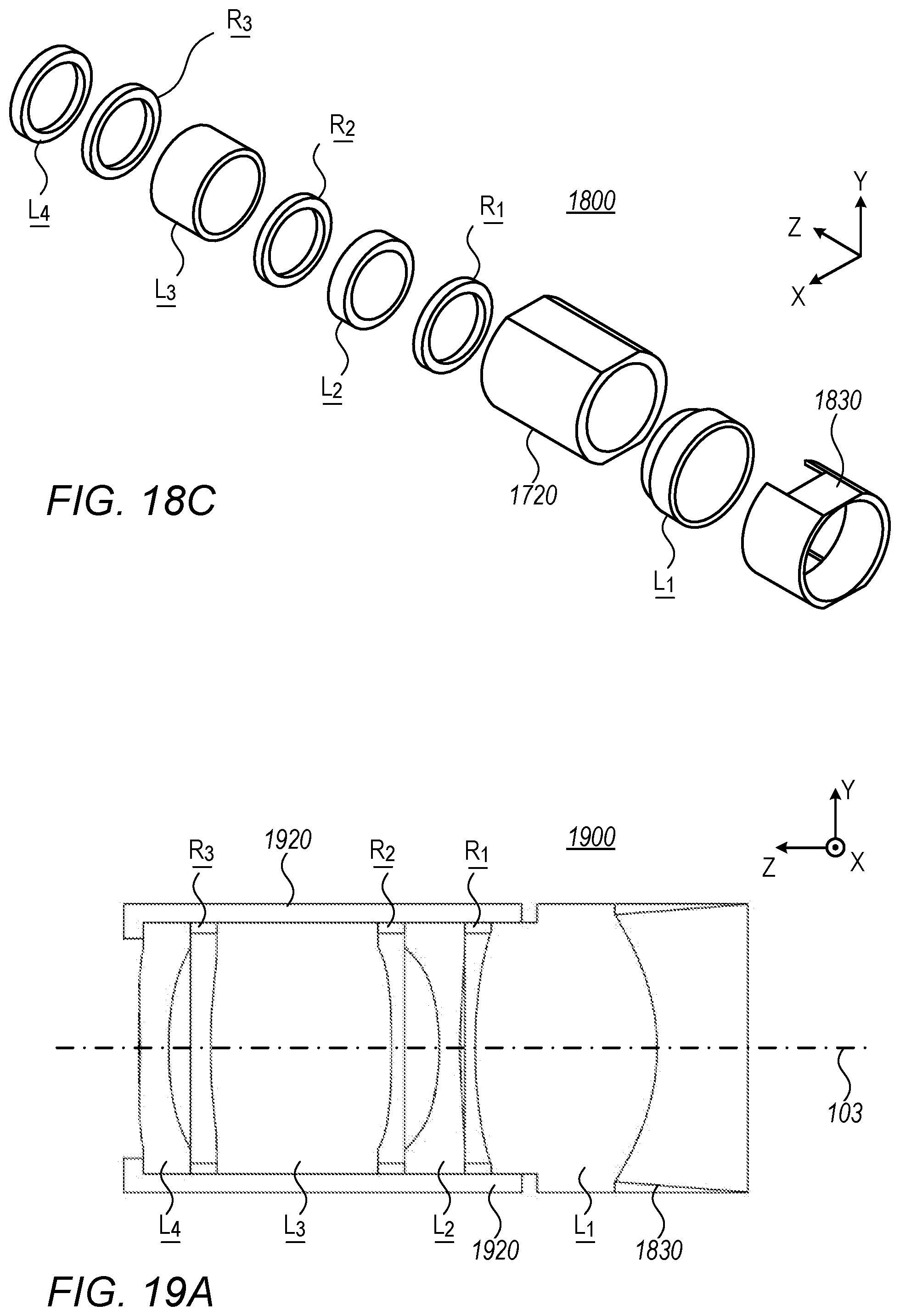 Patent US12345943 Figure 19 – Folded camera lens designs