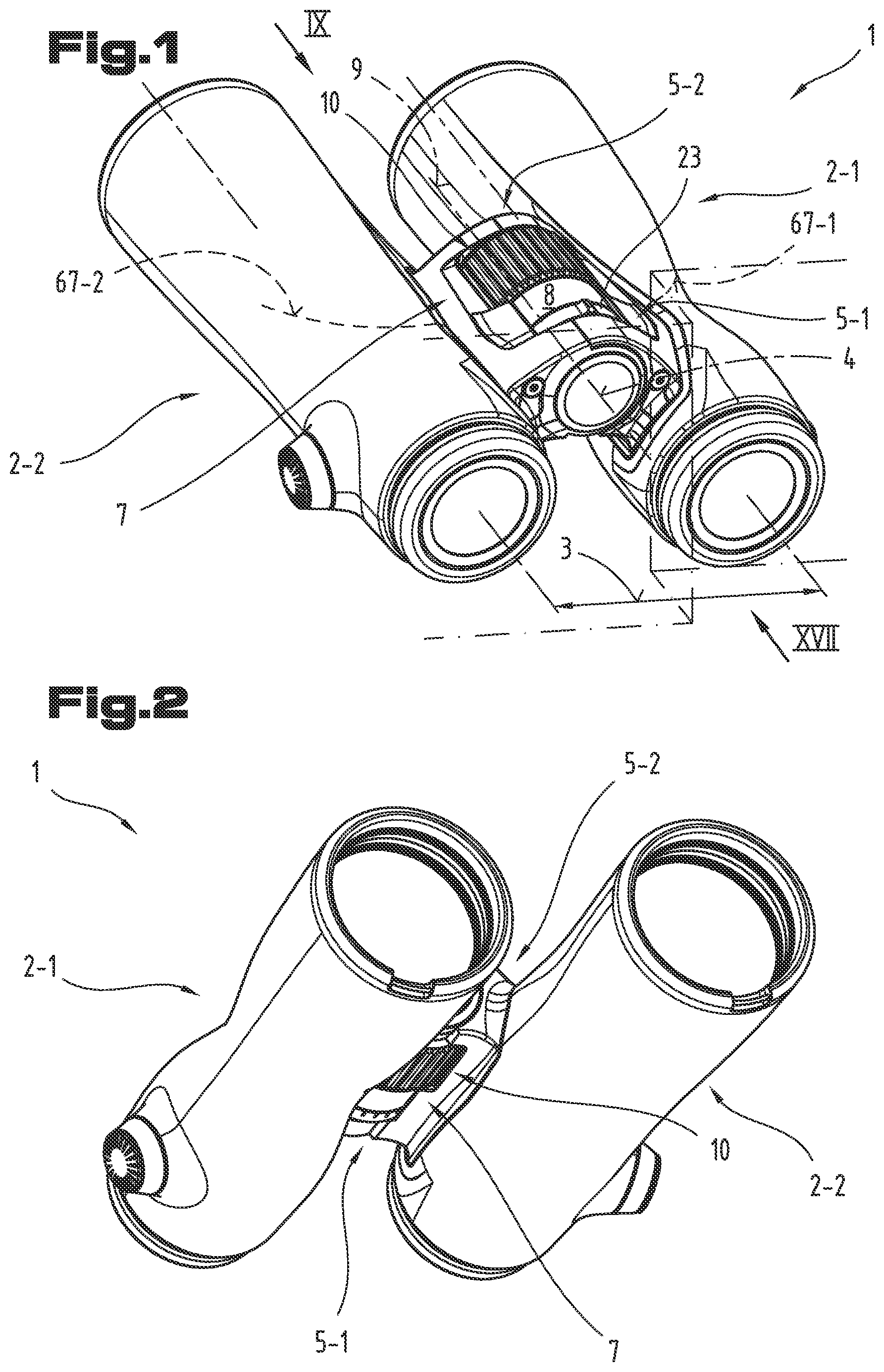 Patent US12345946 Figure 1 – Binocular focusing device and rotational limit