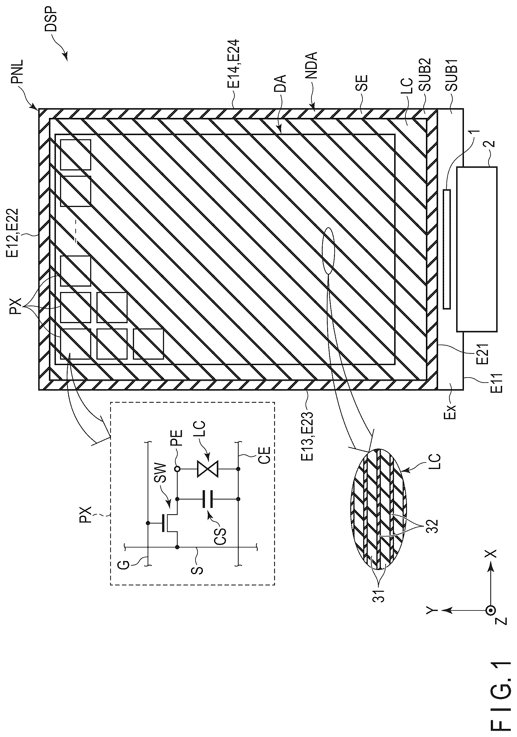 Patent US12345982 Figure 1 – Display device