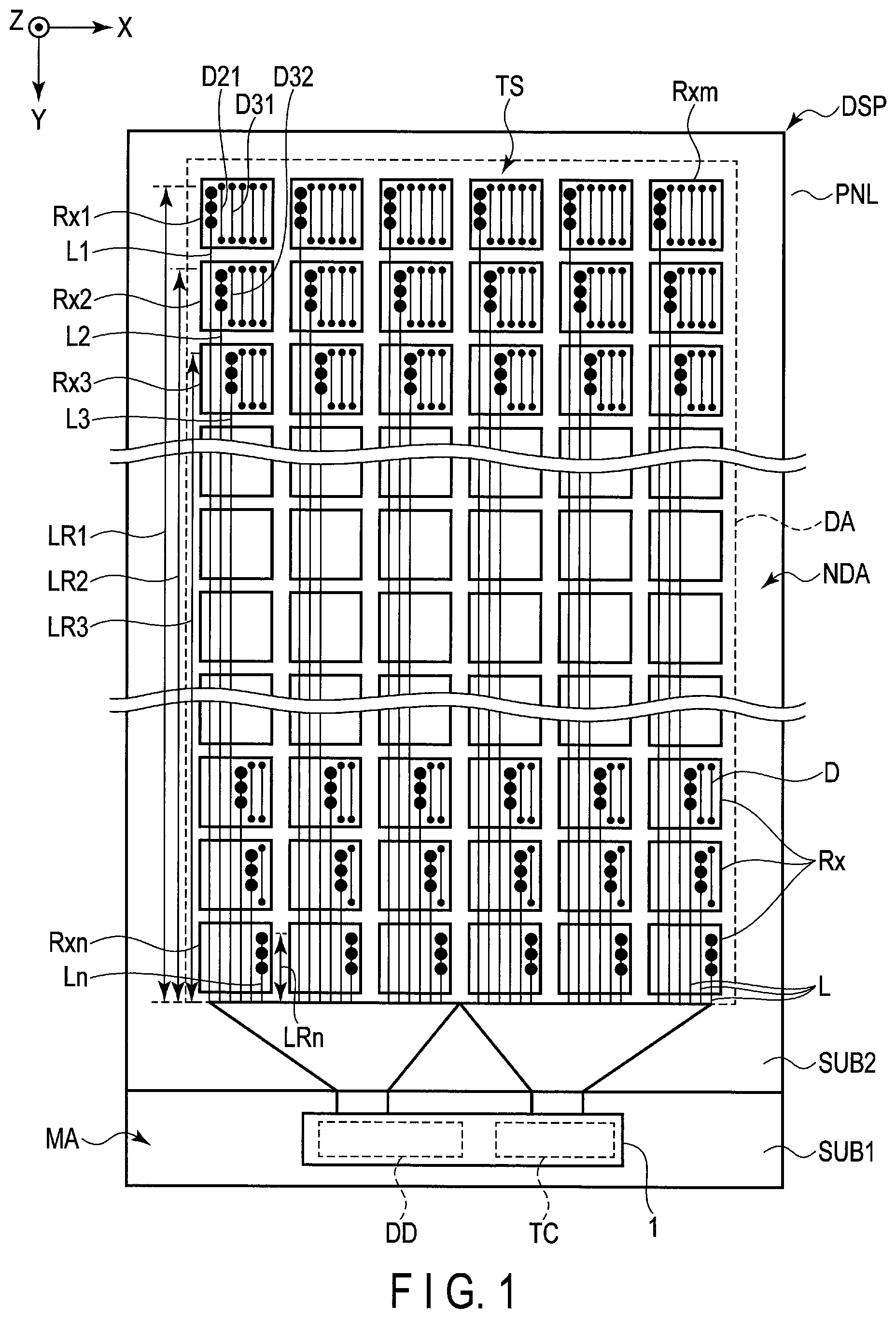 Patent US12345988 Figure 1 – Display device