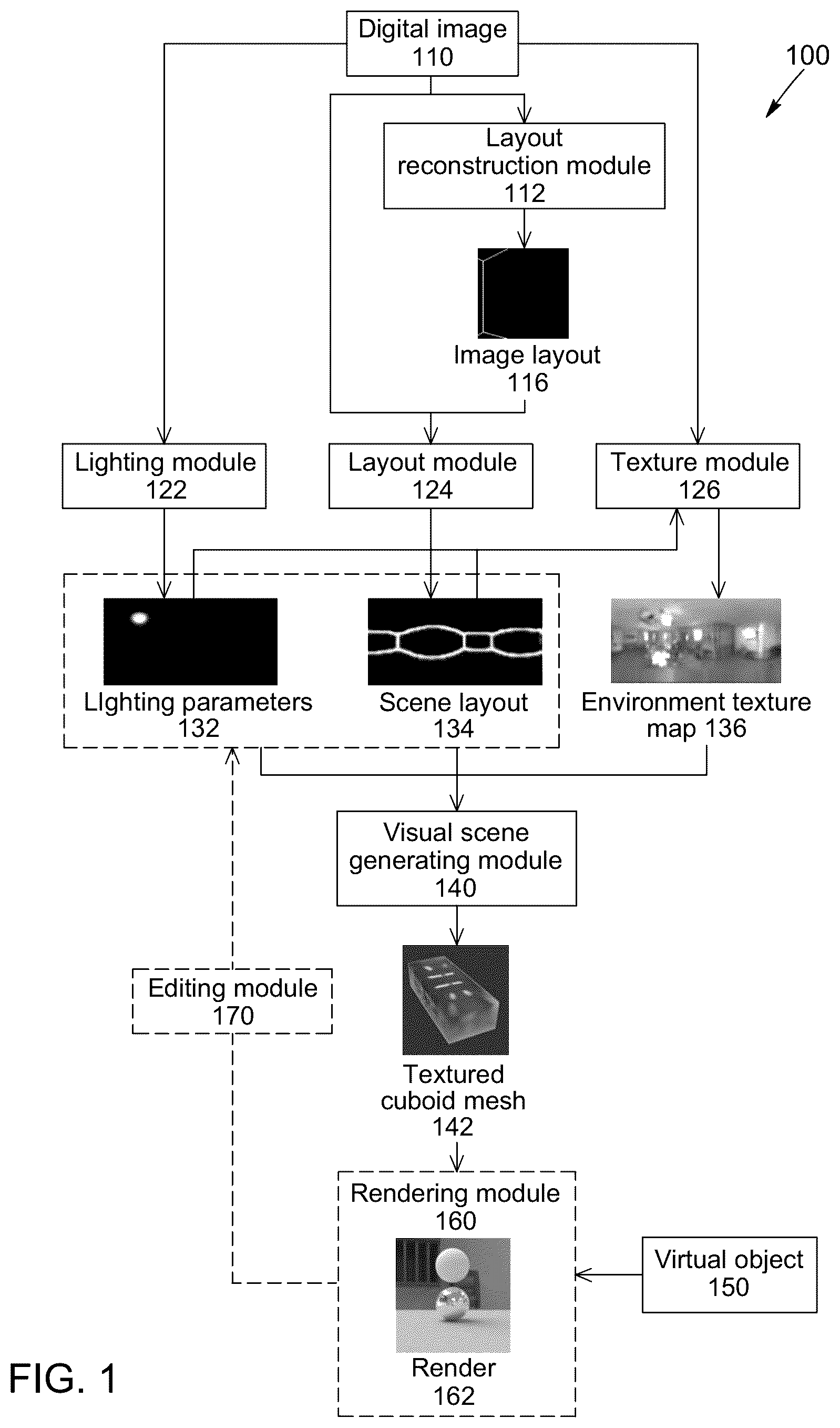 Patent US12347027 Figure 1 – Systems and methods for rendering virtual objects using editable light-source parameter estimation