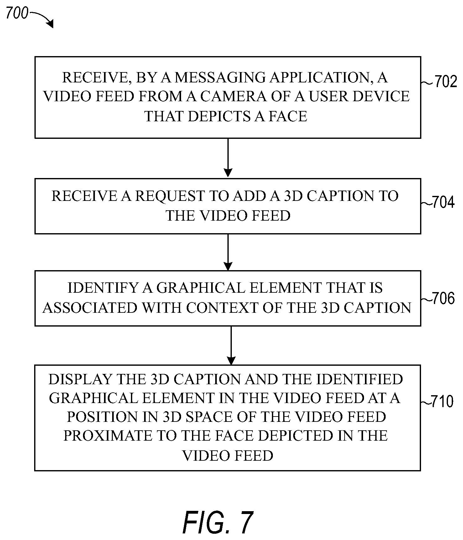 Patent US12347045 Figure 7 – 3D captions with semantic graphical elements