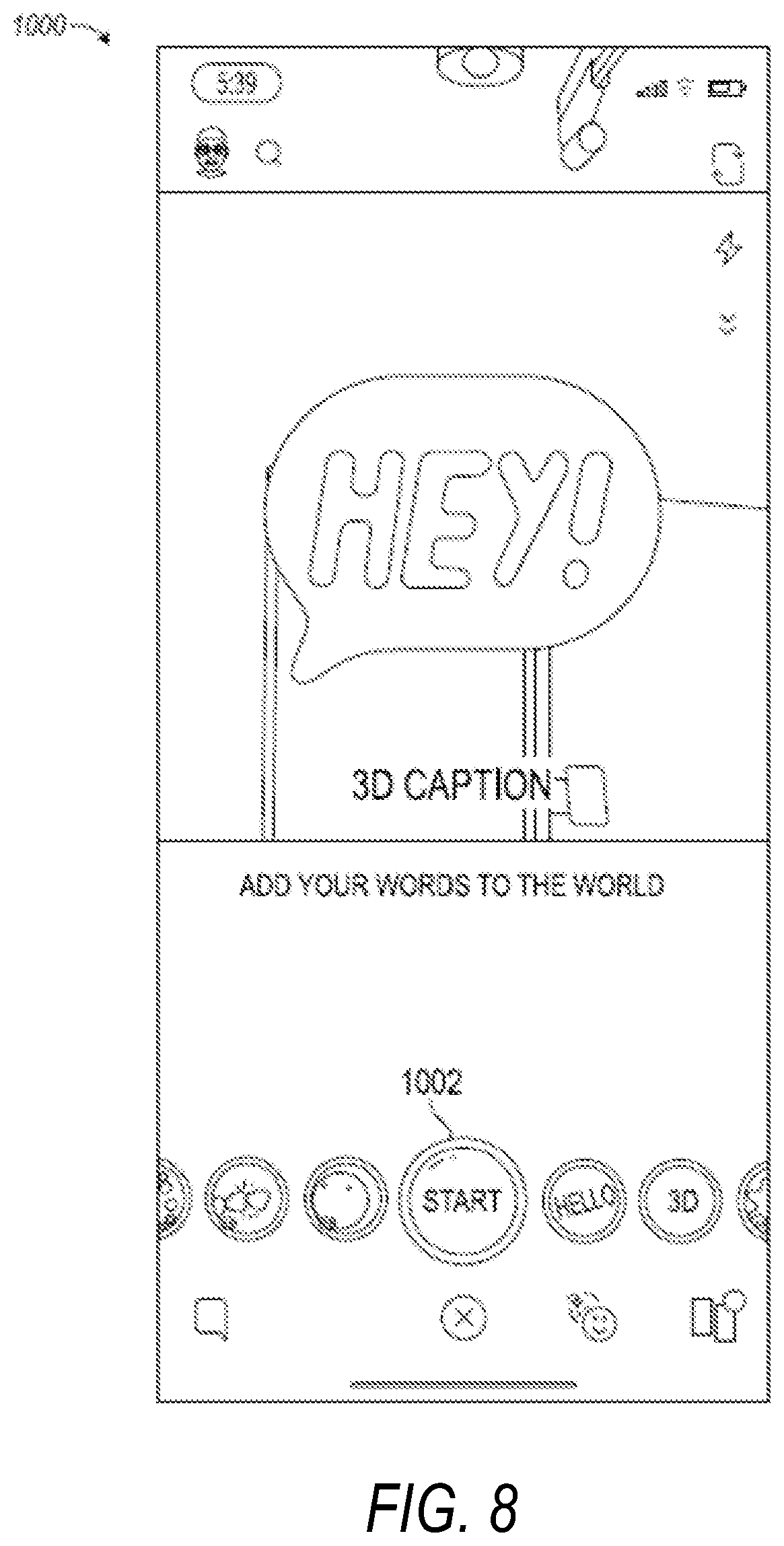 Patent US12347045 Figure 8 – 3D captions with semantic graphical elements