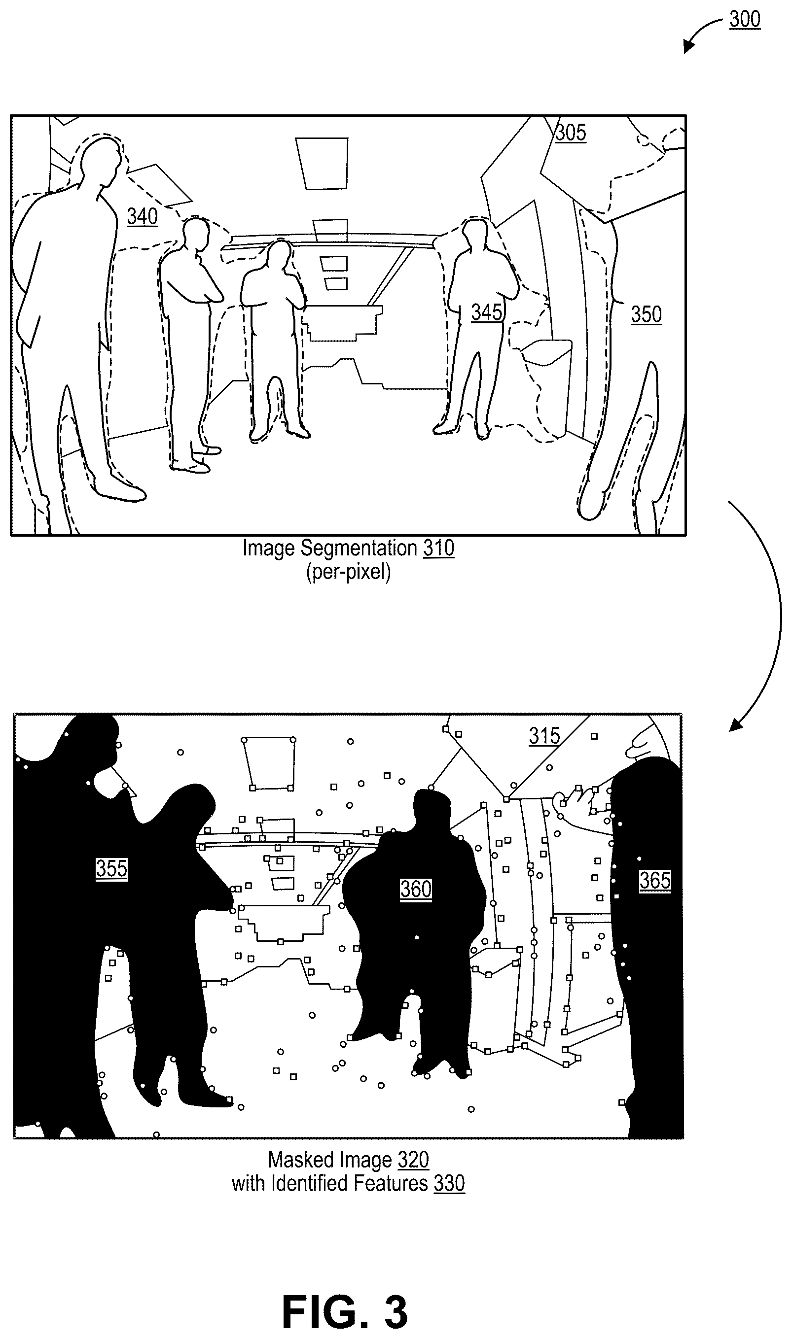 Patent US12347114 Figure 4 – Object segmentation and feature tracking