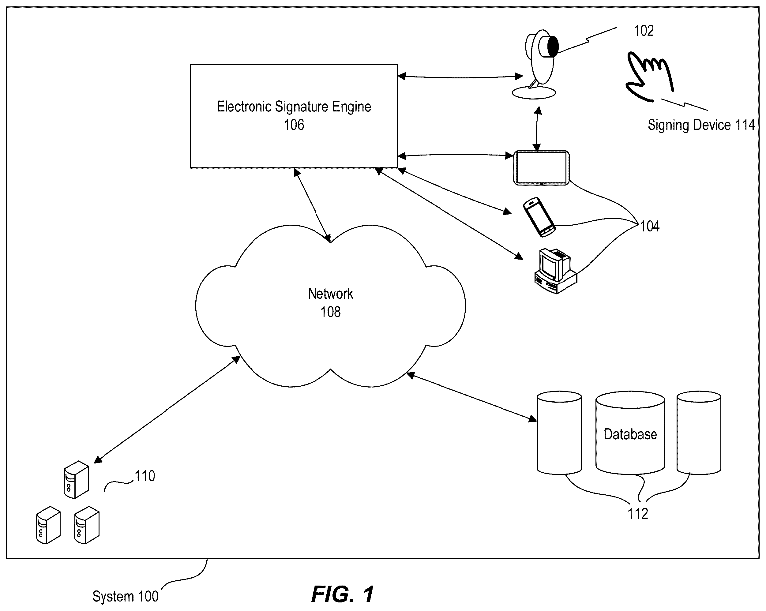 Patent US12347236 Figure 1 – Systems and methods for capturing electronic signatures