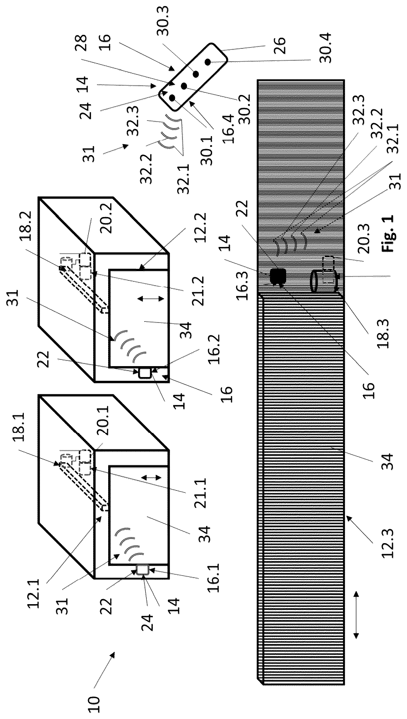 Patent US12347252 Figure 1 – Method for remotely operating an automatic building or enclosure closure, radio remote control transmitter therefor, building or enclosure closure system, and computer program