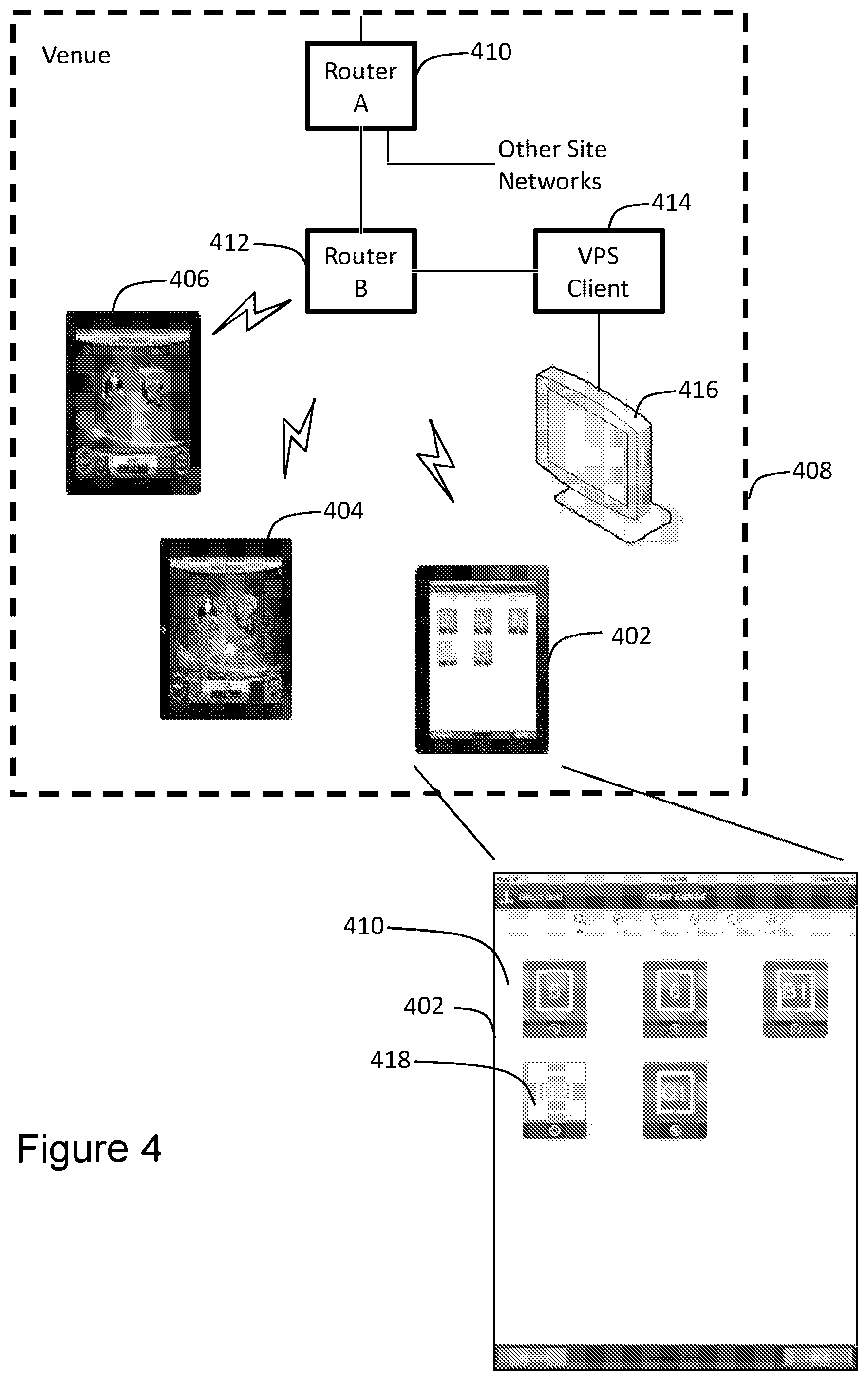 Patent US12347274 Figure 4 – Virtual world gaming tournament with skill-based bonus game