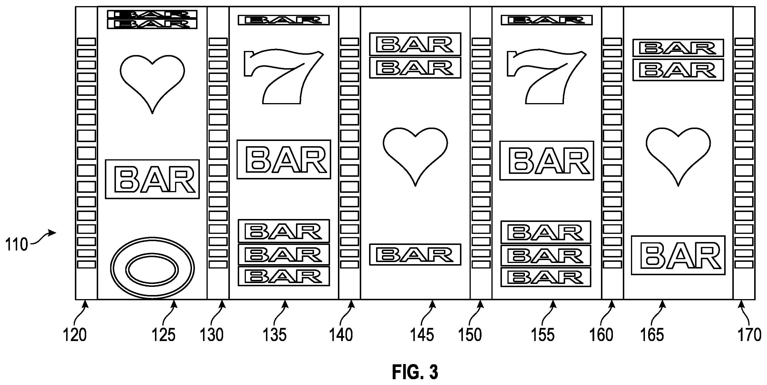 Patent US12347280 Figure 3 – Gaming system having a reel assembly with winning symbol combination indicating reel dividers